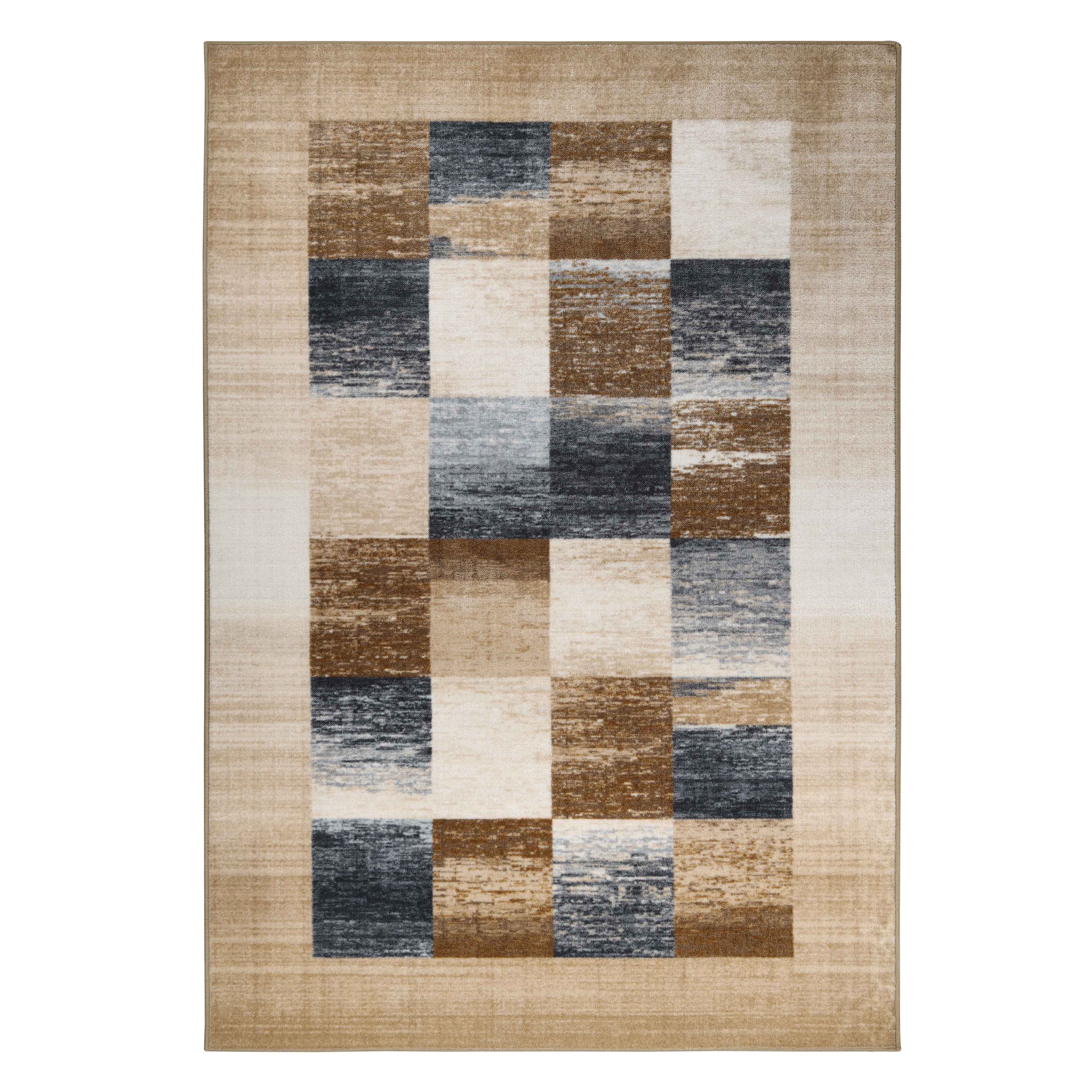 Lockwood Color Block Non-Slip Washable Indoor Area Rug or Runner - Perfect for Living Room, Bedroom, Entryway & High Traffic Areas