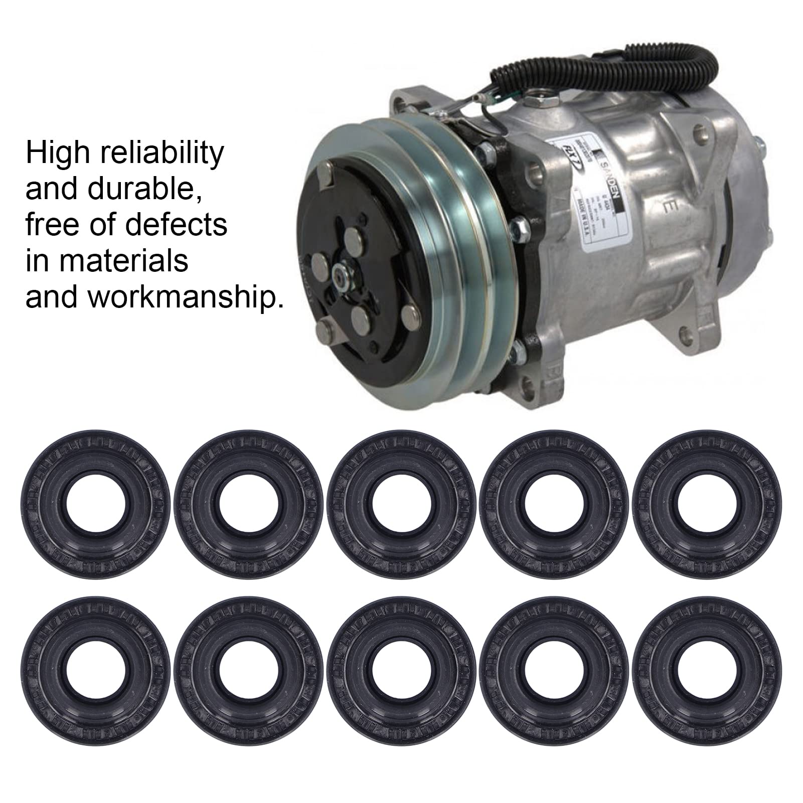 10Pcs A/C Compressor Oil Seal Kit - Compatible with 508 5H14 Automotive Air Conditioning Compressor Shaft Seal Replacement for Car AC Repair & Maintenance