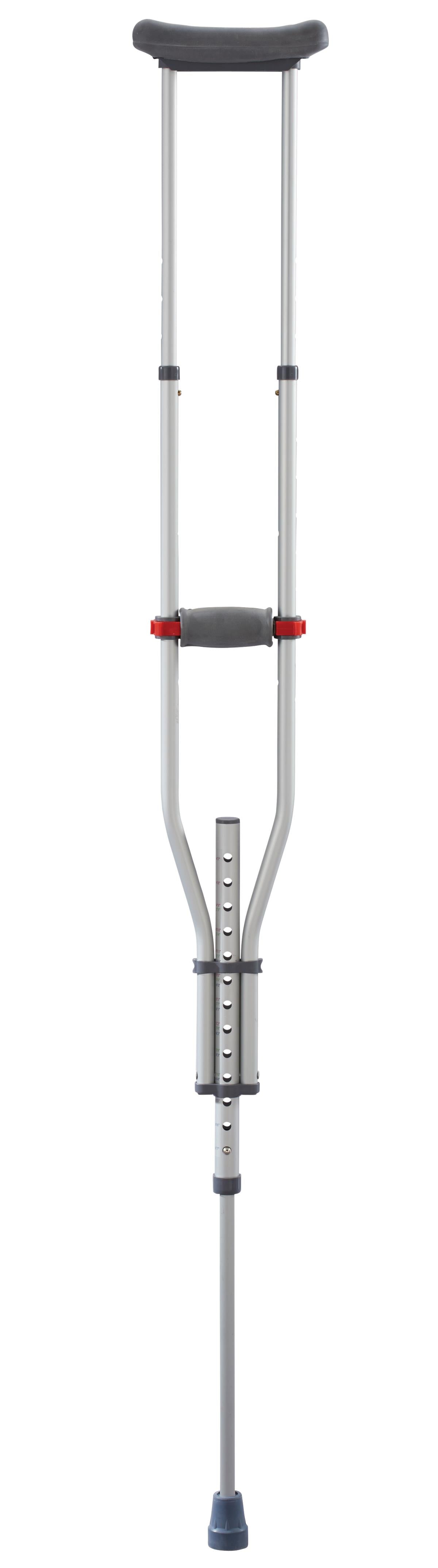 Medline Quick Fit Adjustable Aluminum Crutches with Comfortable Red Dot Hand Grips - Supports Heights 4'7