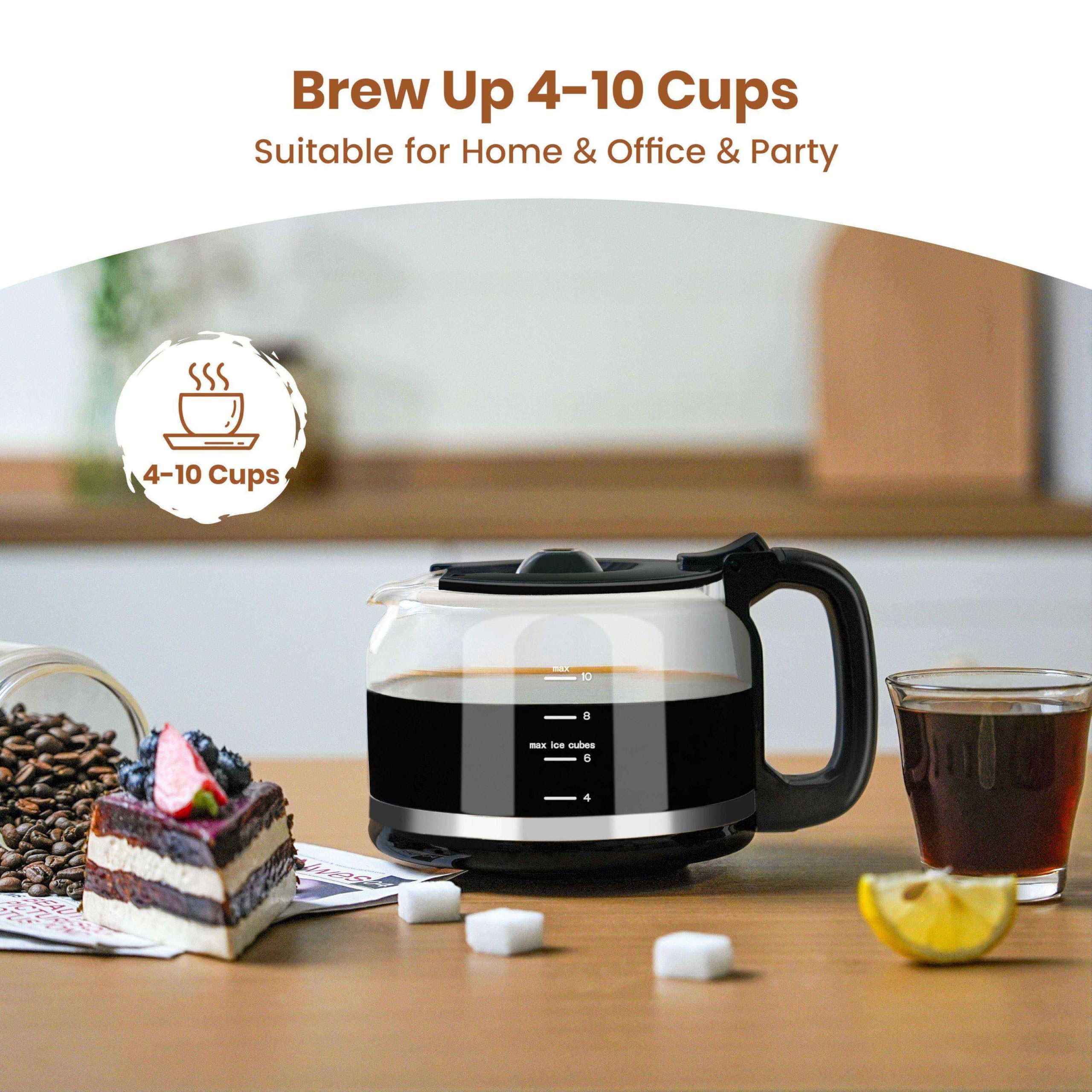 Gevi 10 Cup Drip Coffee Maker with Built-in Grinder - Programmable Burr Grind & Brew Coffee Machine with Touch Screen, 4-Hour Keep Warm Plate & Permanent Filter - Perfect for Home, Office or Restaurant Use