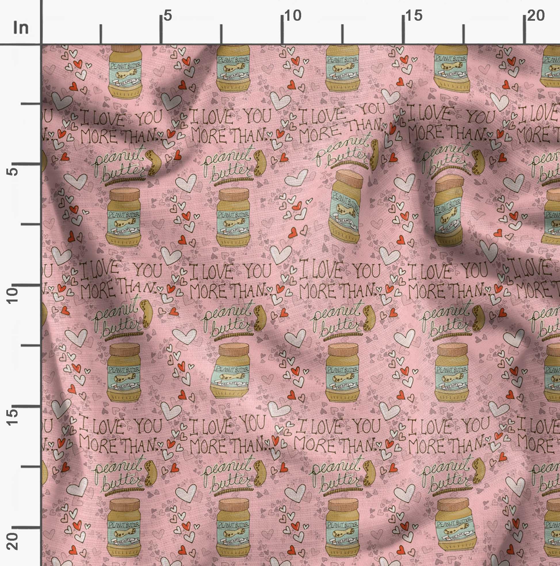 Soimoi Pink Polyester Crepe Fabric by The Yard - 52 Inch Wide - Peanut Butter Food Print Material for DIY Crafts, Quilting, and Sewing Projects - Perfect for Home Decor, Apparel, and Creative Designs