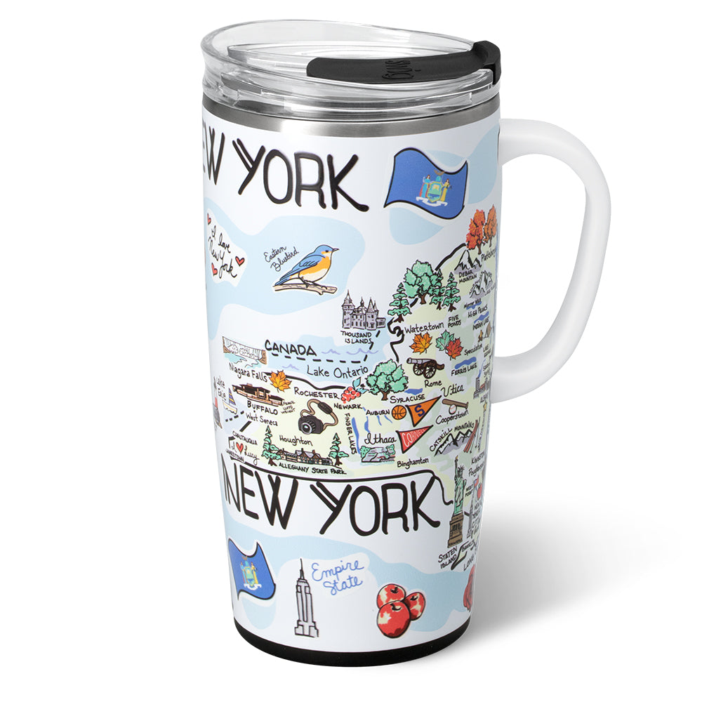22oz Insulated Travel Mug for Coffee & Tea - New York Themed Stainless Steel Tumbler with Lid - Perfect for Commuting, Road Trips & Outdoor Adventures