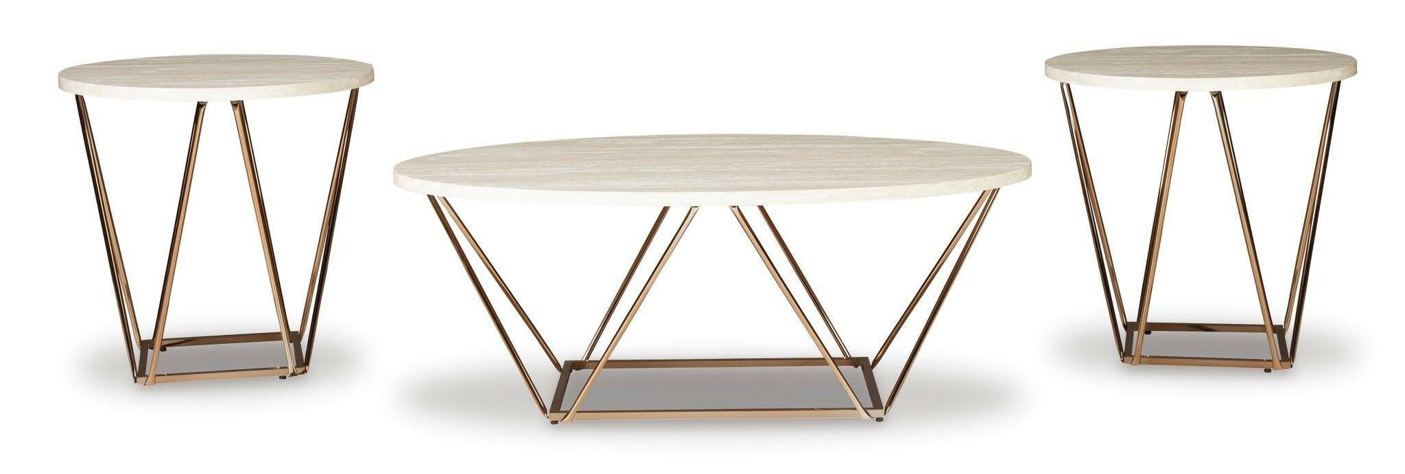 Tarica Coffee Table with 2 End Tables Set T385 - 13 Inch Modern Side Tables for Living Room, Bedroom & Office - Perfect for Small Spaces & Home Decor