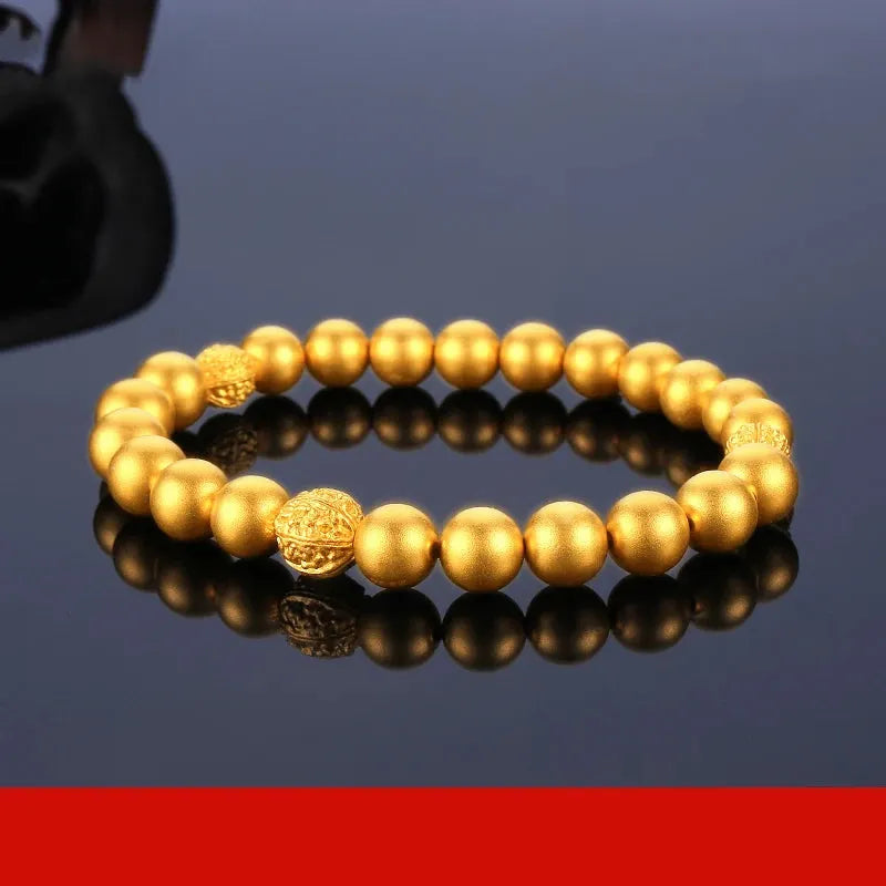 24K Pure Gold Bracelet for Women - 999 Solid Real Gold Bangle with Smooth Beads, Elegant & Trendy Fine Jewelry Gift for Anniversary, Birthday, Valentine's Day - 2023 New Collection