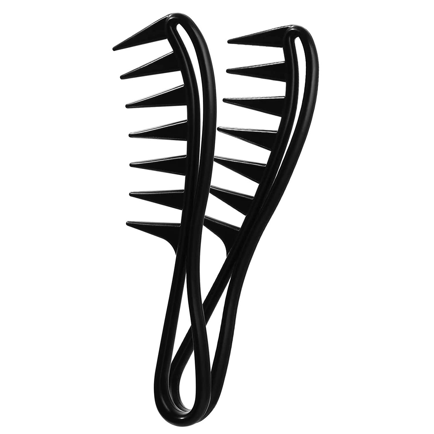 Professional Shark Teeth Detangling Comb - No Hair Tangle Styling Tool for Salon & Home Use - Unisex Large Tooth Hairbrush for Smooth Styling (Black) - Perfect for Curly, Thick & Long Hair Care