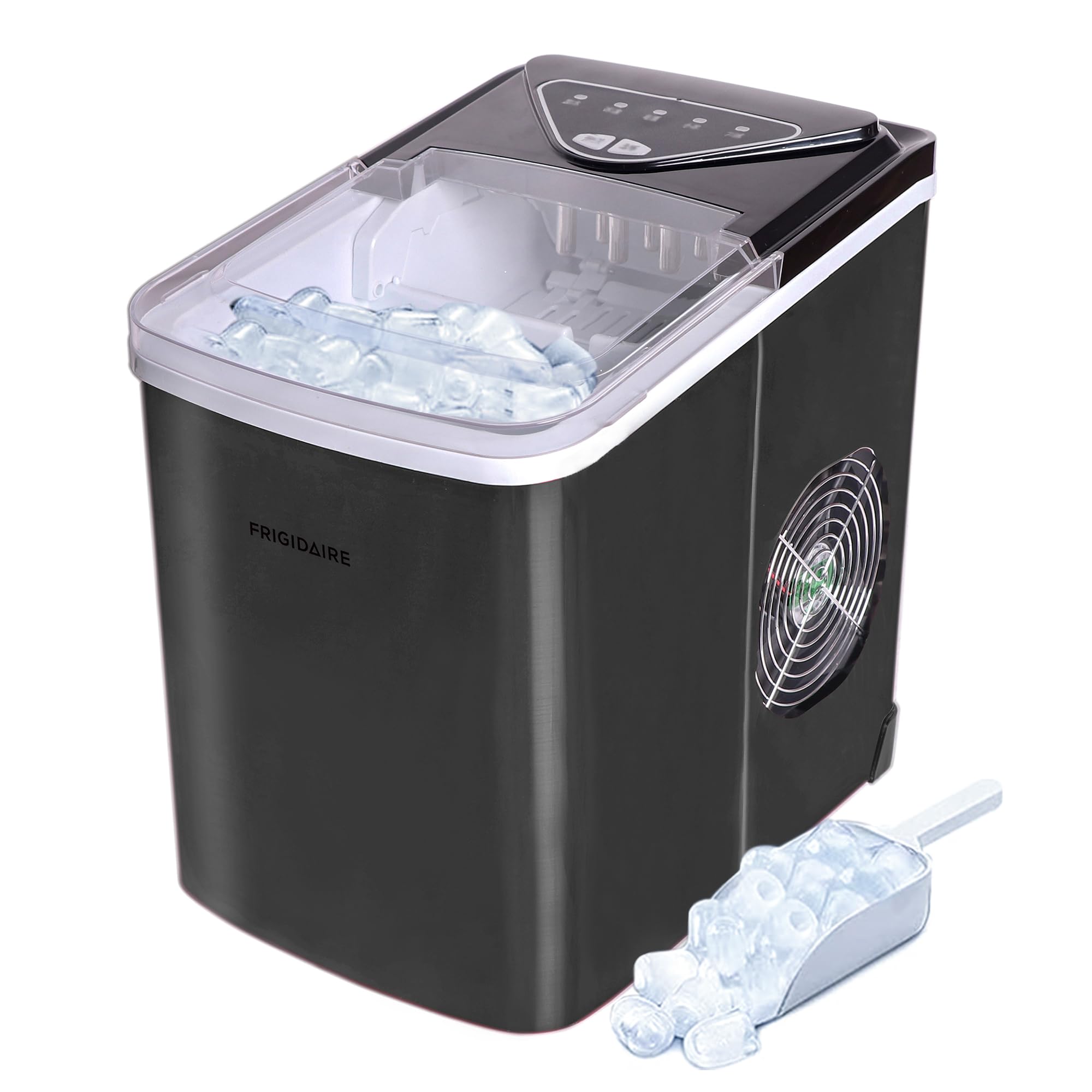 Frigidaire EFIC123-SSBLACK Compact Countertop Ice Maker - 26lbs Daily Output, Black Stainless Steel - Perfect for Home, Office, Parties & Outdoor Events