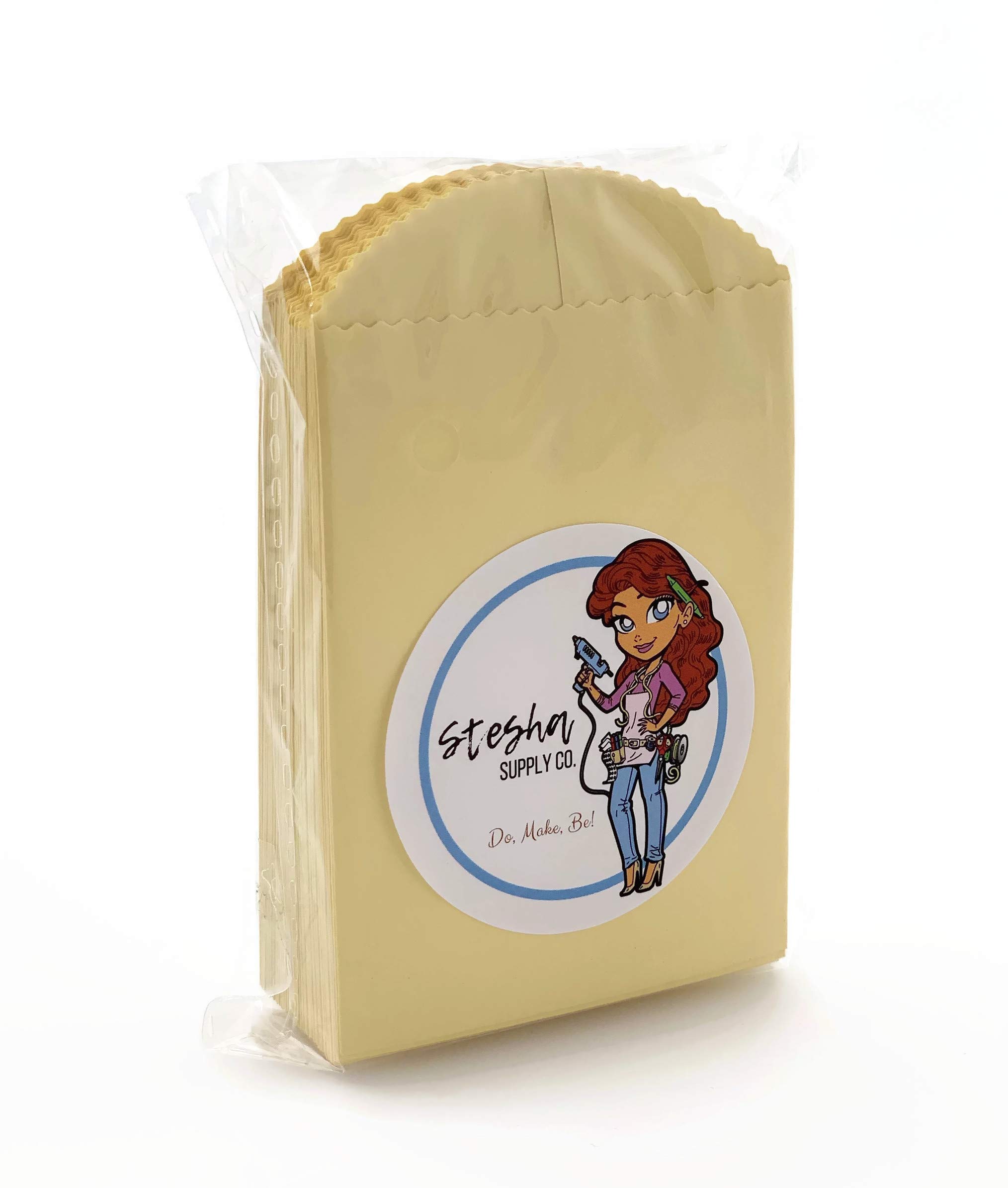 50 Yellow Mini Paper Bags 4x2.5 Inch - Small Party Favor Bags for Wedding, Baby Shower & Birthday - DIY Craft Supplies for Candy, Gifts & Treats - Bulk Pack of 50