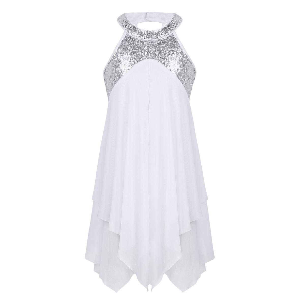 Girls' Halter Neck Lyrical Dance Leotard with Sequins - Modern Jazz & Latin Dancewear for Kids | Perfect for Recitals, Competitions & Dance Classes