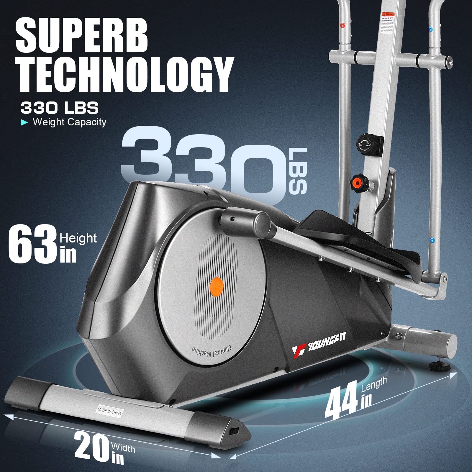 YOUNGFIT Upgraded 22-Level Magnetic Elliptical Machine - Ultra Quiet Cardio Trainer with LCD Monitor for Home Gym Workouts | Perfect for Small Spaces & Low-Impact Exercise