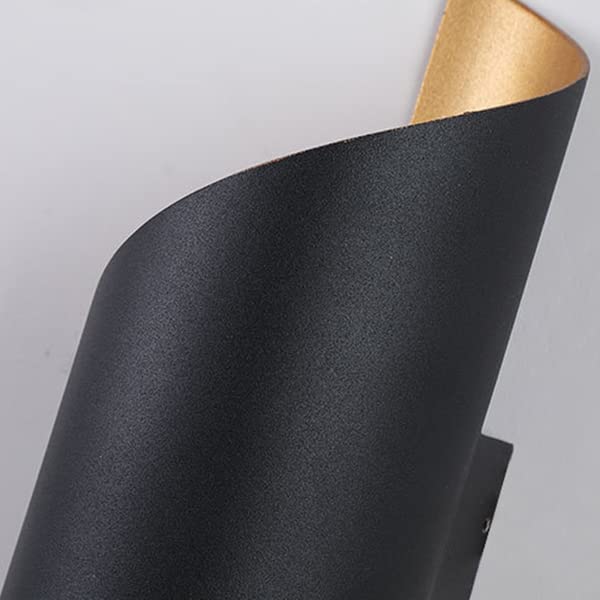LITFAD Modern Spiral LED Wall Sconce - Black & Gold Metal Decorative Light Fixture with Warm White Glow (110V-120V) for Bedroom, Living Room, Hotel & Restaurant Lighting