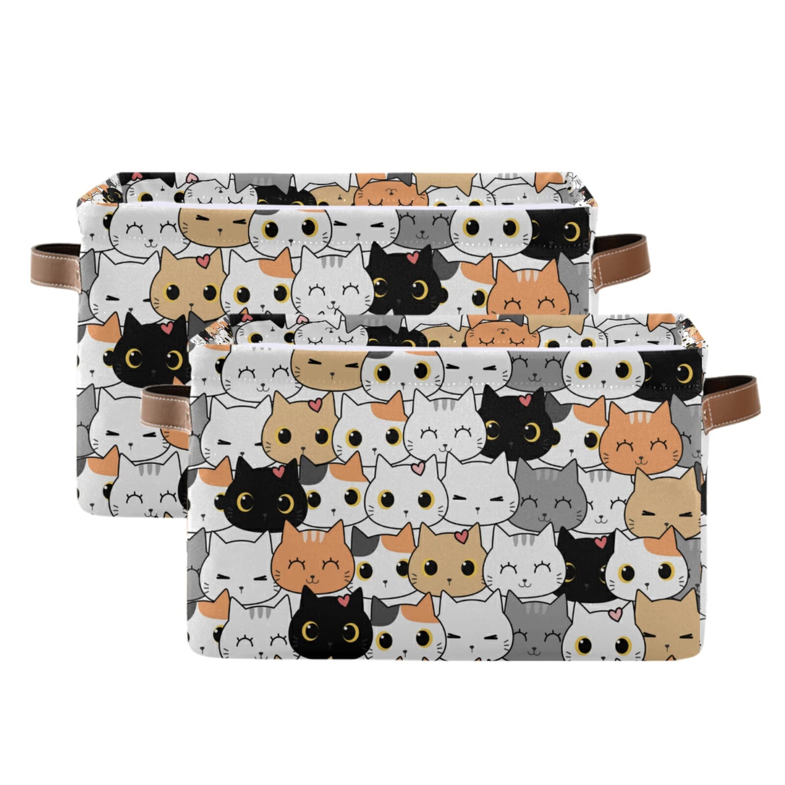 Collapsible Storage Basket Cube - Large Animal Cat Kitten Bin Box for Clothes, Toys & Laundry Organization | Foldable Organizer for Shelves, Closet, Nursery & Bedroom (1 Pack) | Perfect for Kids' Room Storage & Pet Toy Organization