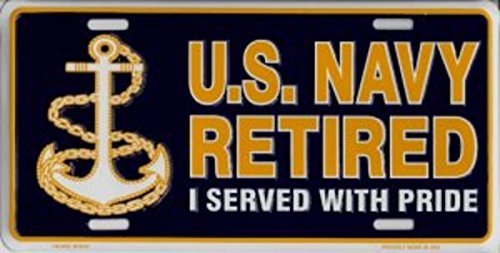 U.S. Navy Retired Metal License Plate - Durable Car Tag for Veterans & Military Supporters - Perfect for Trucks, Cars & Motorcycles