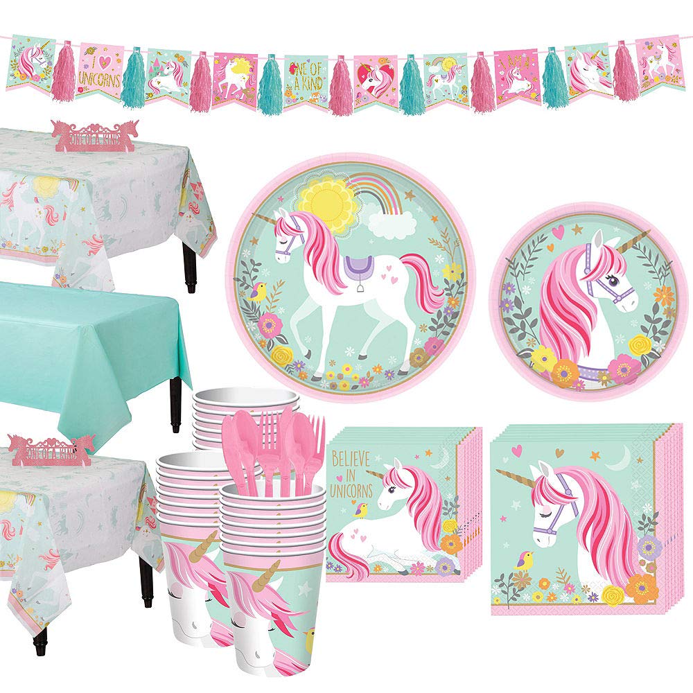 Unicorn Party Supplies Kit for 24 Guests - Magical Birthday Tableware Set with Plates, Cups & Napkins | Perfect for Kids Birthday Parties, Baby Showers & Themed Celebrations