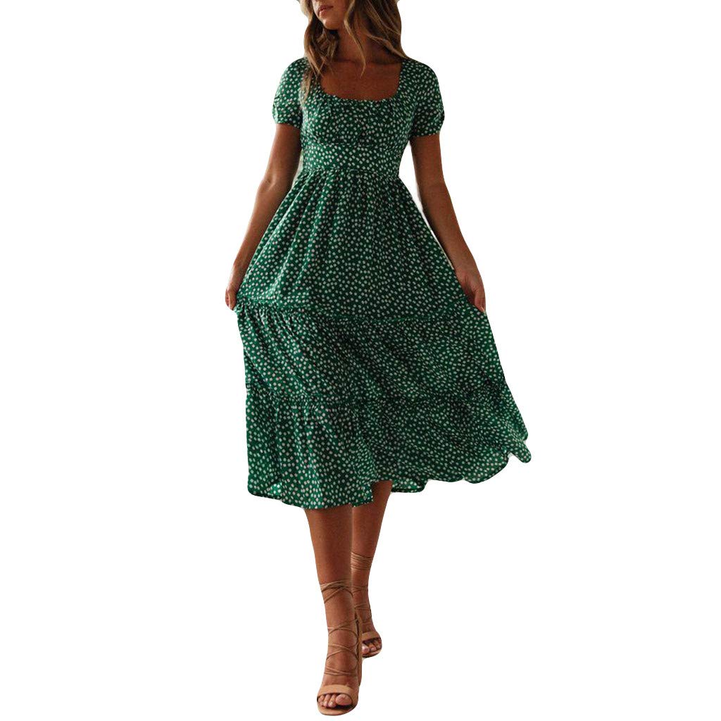 Ruched Puff Sleeve Daisy Print Sexy Women's Dress - Floral Fashion Top for Casual Wear, Date Night & Summer Outfits