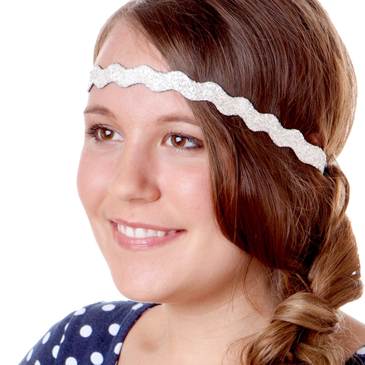 Hipsy Adjustable Non-Slip Glitter Headbands for Women, Girls & Teens - 2 Pack (Black & White) | Fashion Hair Accessories for Sports, Workouts, Yoga & Everyday Wear