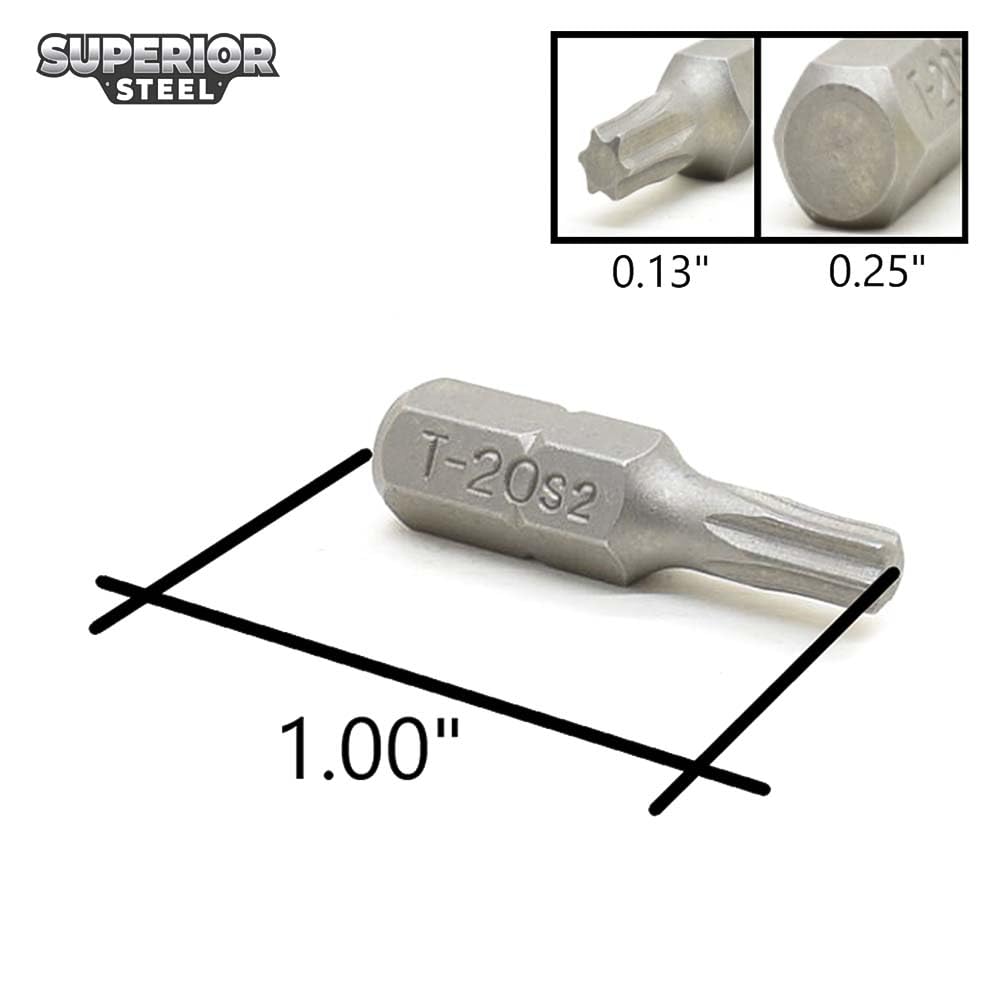 BT120-10PK T20 Single End Torx Screwdriver Bits - 1 Inch Long - 10 Pack for DIY, Furniture Assembly & Electronics Repair - Premium Torx Screwdriver Set for Professionals & Home Use
