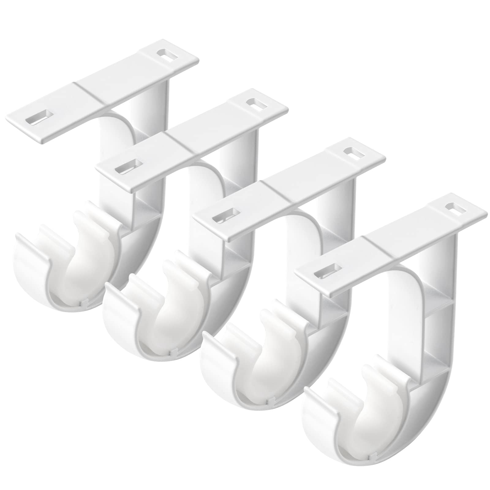 Heavy Duty White Ceiling Curtain Rod Brackets - 4 Pack for 1 Inch Rods, Durable Curtain Hangers & Hooks for Drapes - Easy Installation for Bedroom, Living Room & Home Decor