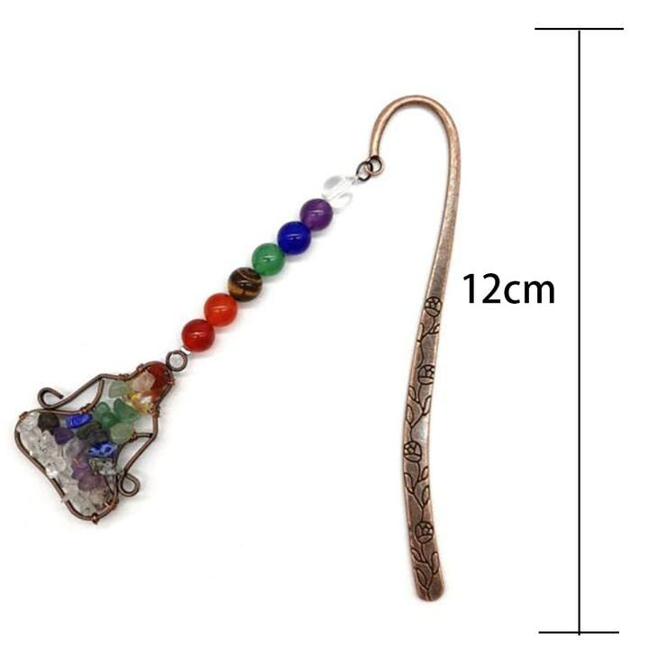 7 Chakra Crystal Bookmarks - Vintage Metal Tree of Life & Star of David Pendant - Spiritual Bookmark for Women, Students & Teachers - Perfect for Meditation, Yoga & Gift Giving