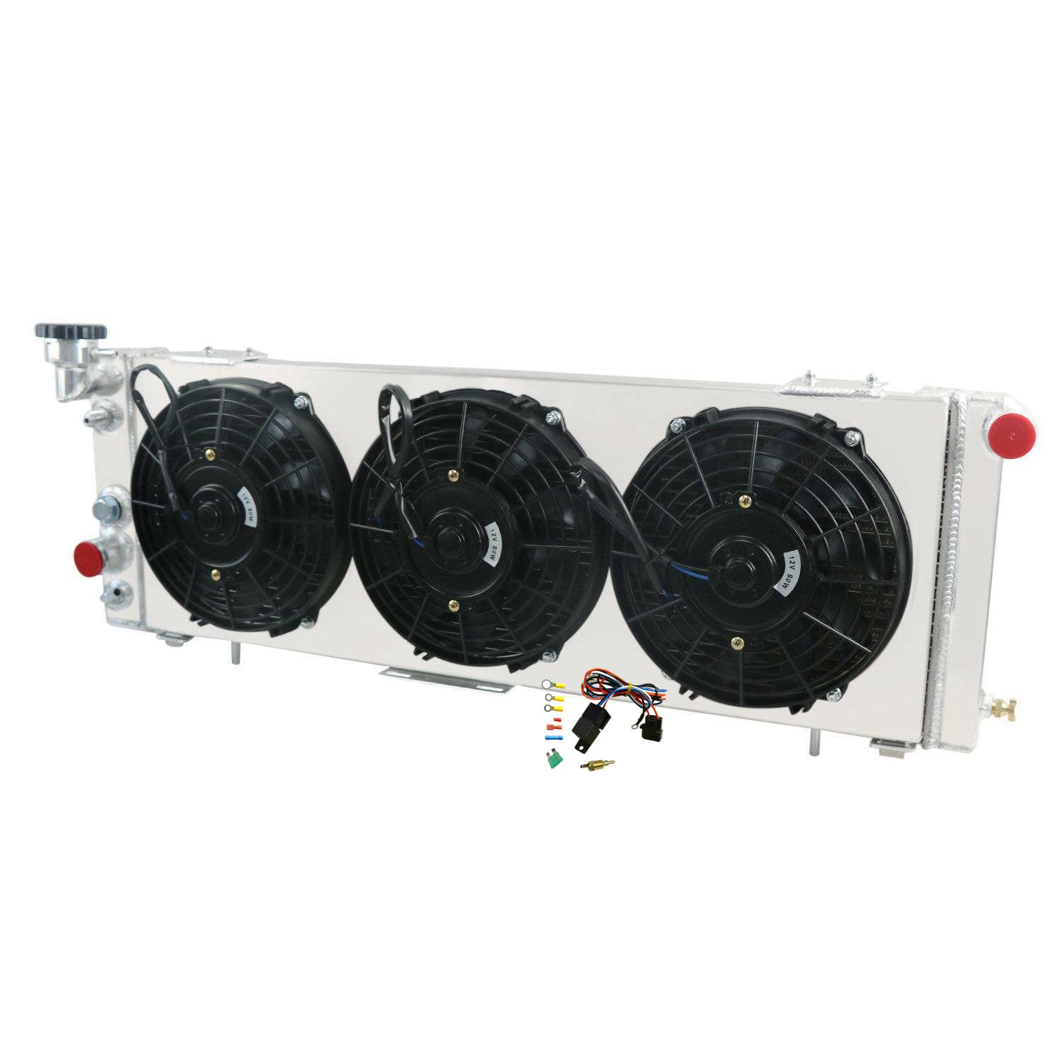 Full Aluminum Radiator for 1991-2001 Jeep Cherokee & Comanche 2.5L 4.0L L4 L6 Gas Engine - 1 Row Core Replacement Radiator with Shroud Fan Relay Kits - Perfect for Off-Roading, Daily Driving & Engine Cooling Upgrades