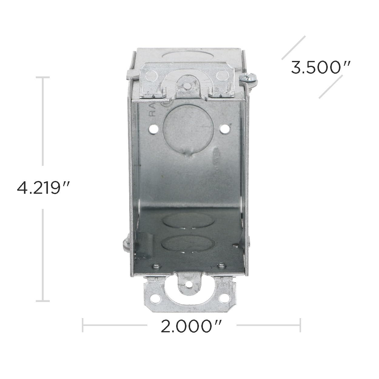 Hubbell-Raco 590 Electrical Switch Box with Plaster Ears - 3.5 Inch Deep, 1/2 Inch Knockouts - Pack of 50 - Ideal for Residential & Commercial Wiring Projects
