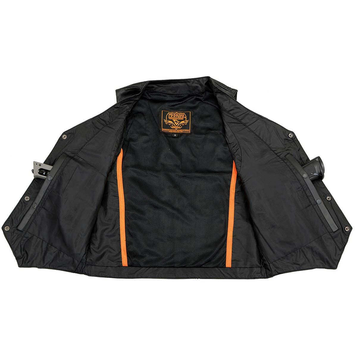Milwaukee LKM3702 Men's Black Western Style Leather Motorcycle Vest with Buffalo Snaps - Durable Biker Jacket for Riding, Motorcycle Events & Casual Wear