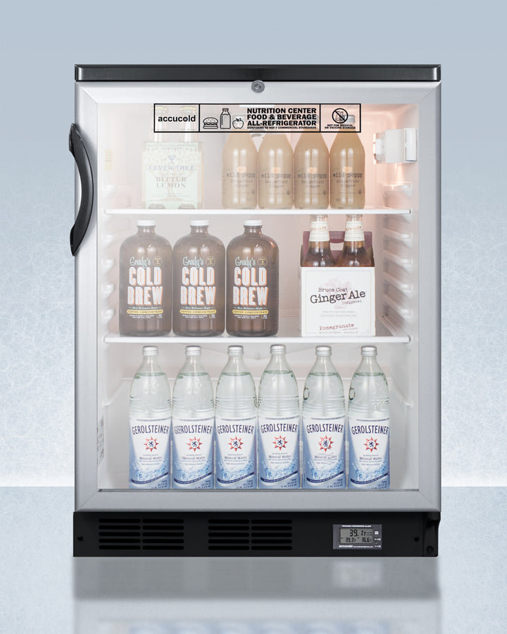 Accucold 24-Inch Wide Built-In Glass Door All Refrigerator - Energy Efficient SCR600BGLBINZ for Kitchen, Office, or Commercial Use