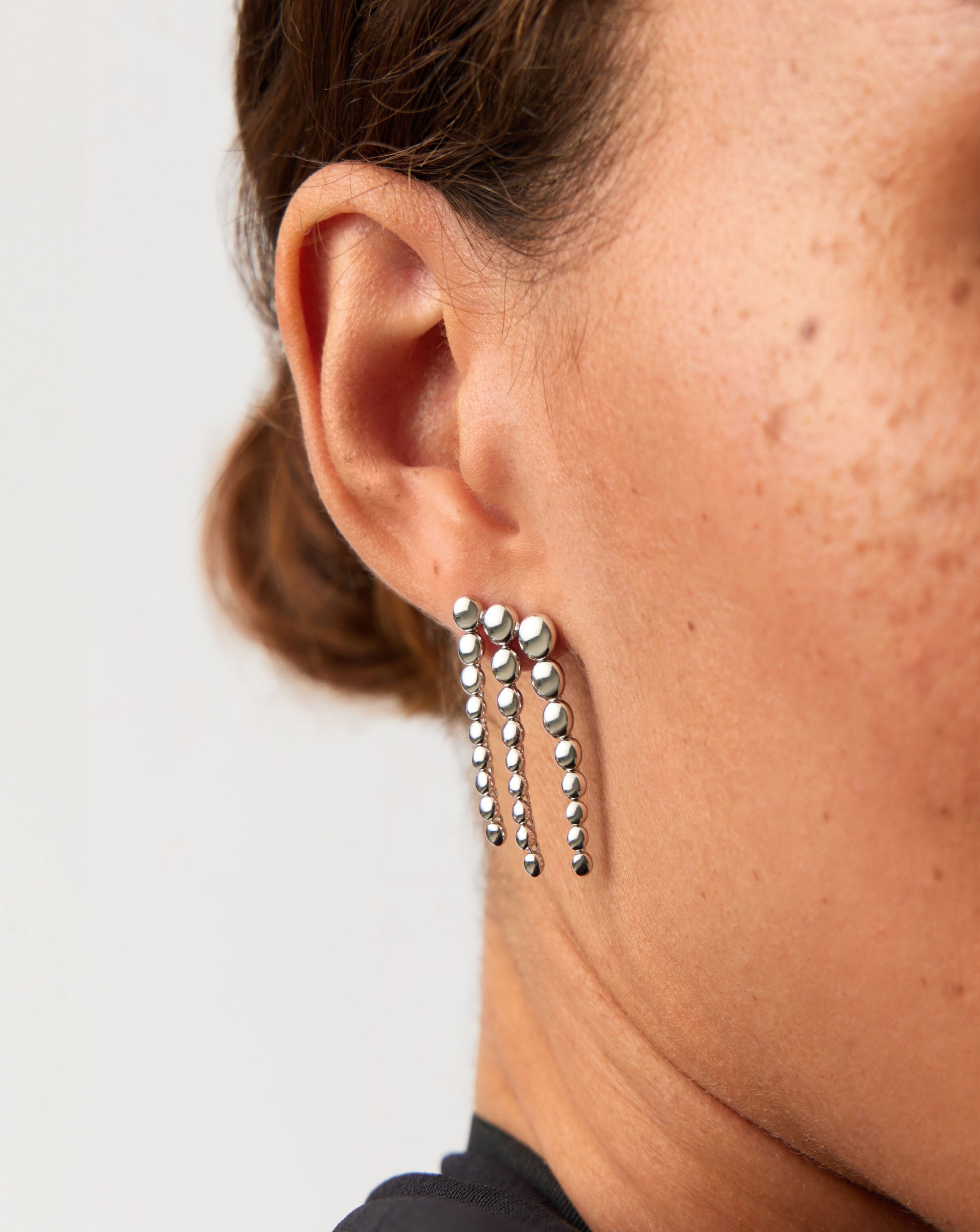 Sterling Silver Beaded Waterfall Drop Earrings for Women - Elegant Dangling Jewelry for Parties, Weddings & Special Occasions
