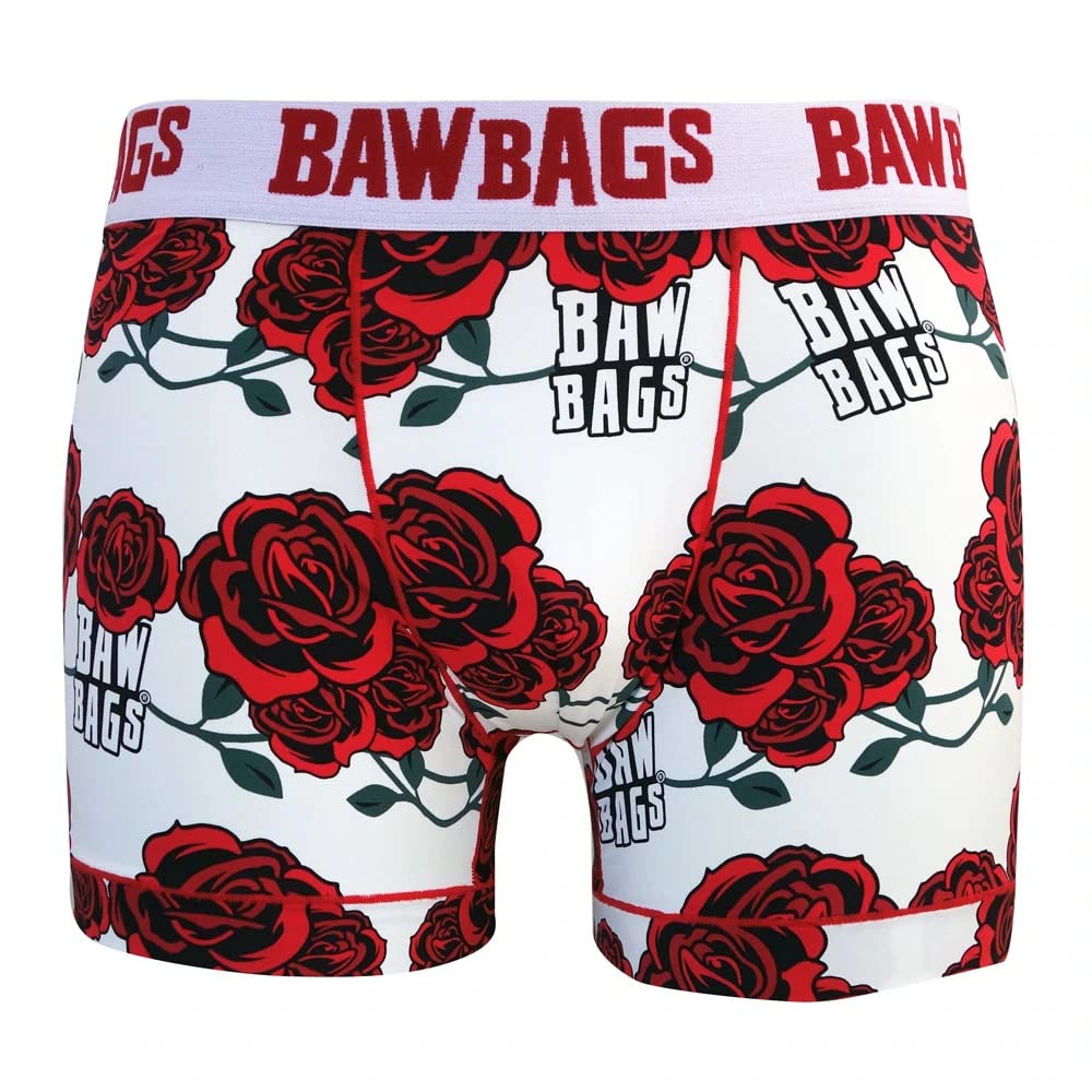 BawBags Rose Print Boxer Briefs for Men - Soft Cotton Underwear with Cool Comfort - Perfect for Casual Wear, Gym & Everyday Use