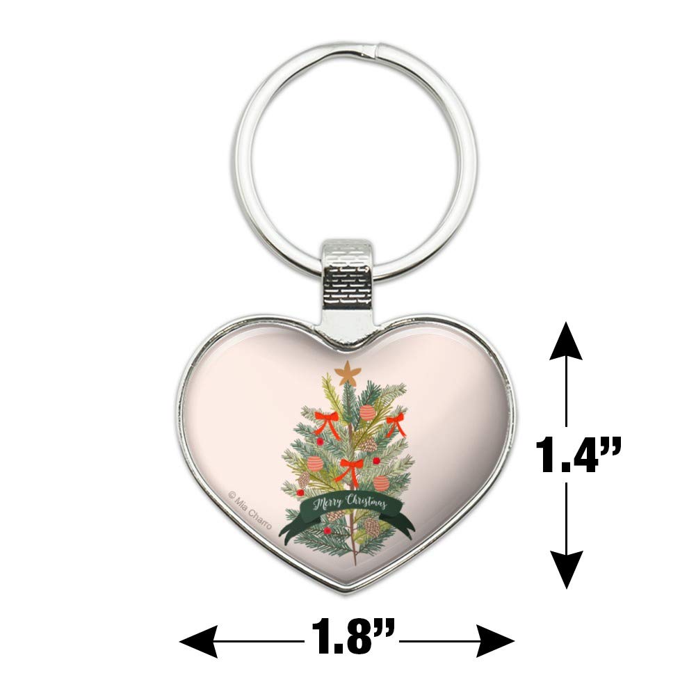 Christmas Tree Keychain - Heart Love Metal Key Ring for Holiday Gifts, Party Favors & Home Decor