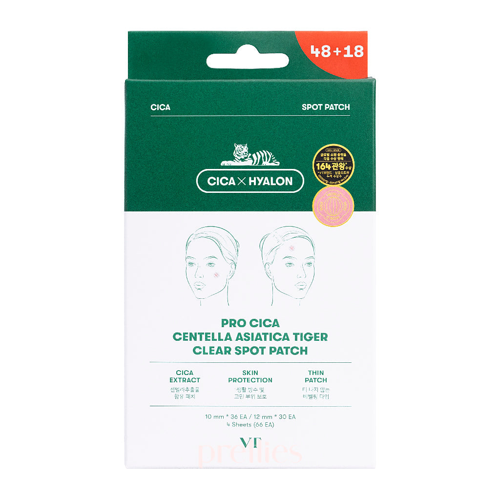 VT Pro Cica Centella Asiatica Tiger Clear Spot Patch (66 Count) - Acne Treatment for Face, Fast Healing & Invisible Protection - Perfect for Travel, Work & Daily Skincare Routine