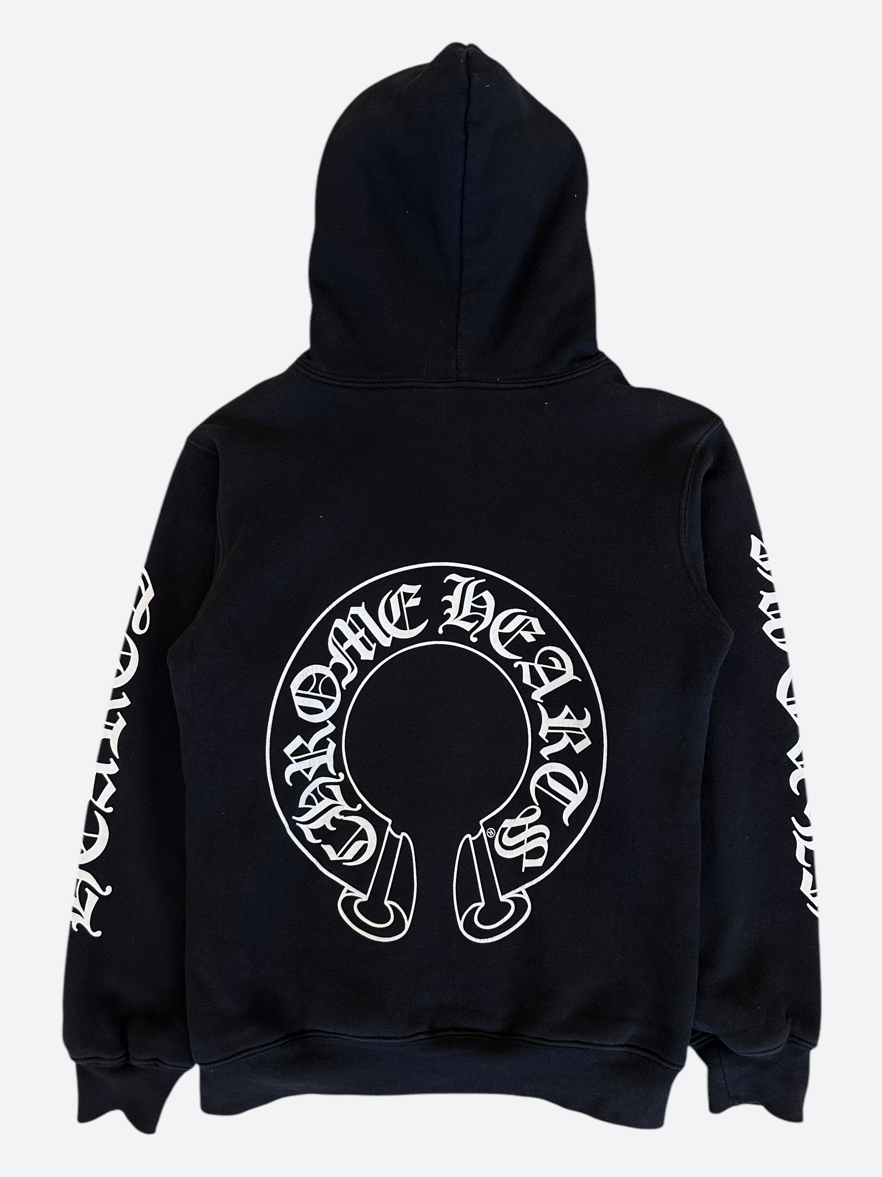 Chrome Hearts Black & White Thermal Bolo Hoodie with Horseshoe Logo - Stylish Zip Up Hooded Sweatshirt for Men & Women | Perfect for Streetwear, Casual Outfits & Winter Fashion
