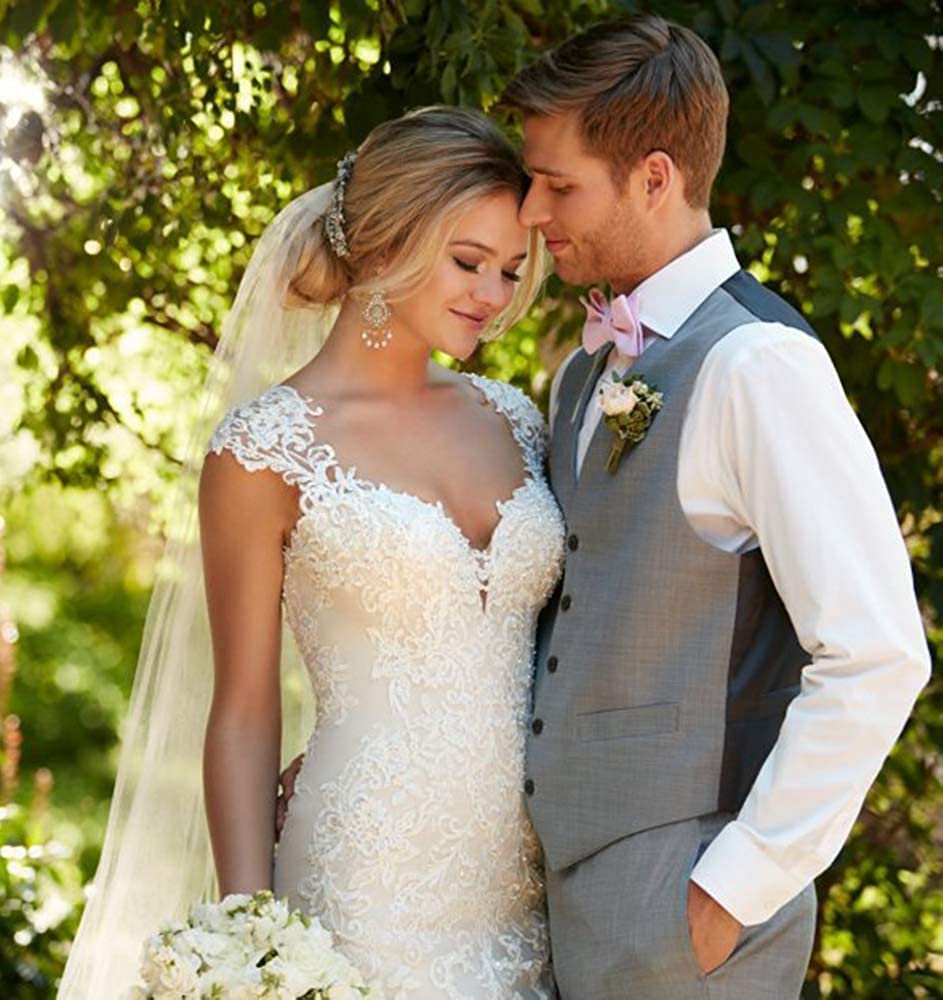 Floral Beaded Mermaid Wedding Dress 2024 - Elegant Lace Applique Bridal Gown for Women | Perfect for Beach Weddings, Evening Parties & Formal Events