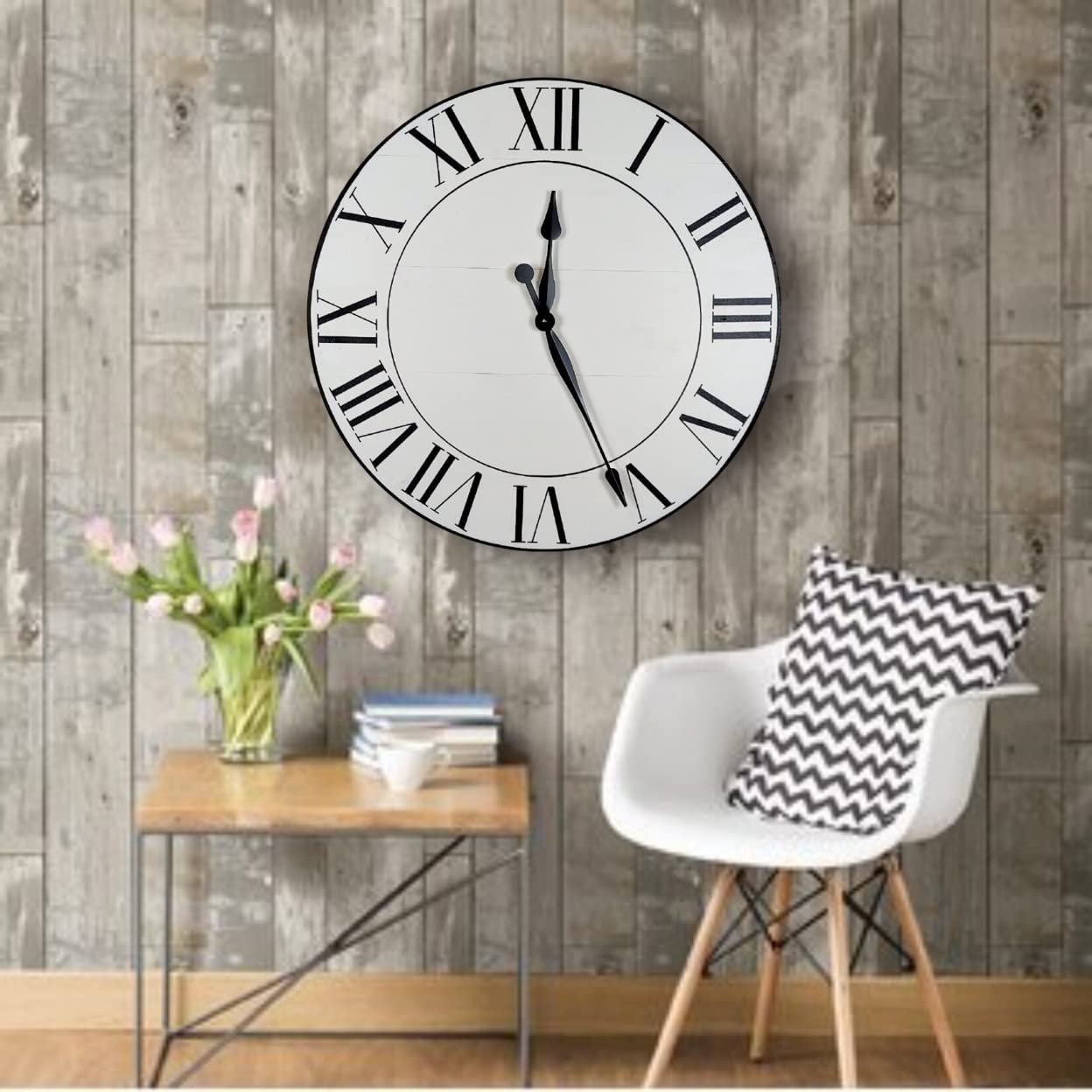 Avery Street Design Co The Ivar Farmhouse Clock - Rustic Oversized Wall Clock for Home Decor - Large Farmhouse Style Clock with Distressed Finish - Perfect for Living Room, Kitchen, or Office Wall Decor