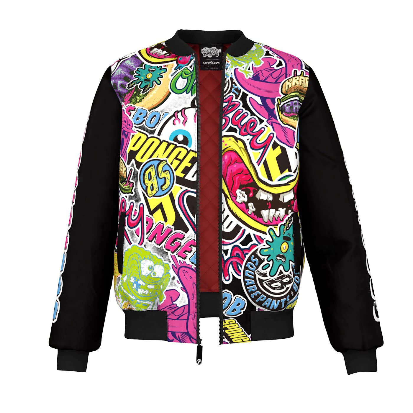 SpongeBob Bomber Jacket for Men - 3D Print Lightweight Streetwear Urban Coat | Cartoon Character Fashion, Casual Wear, Hip-Hop Style | Perfect for Daily Outfits, Street Fashion, and Anime Cosplay