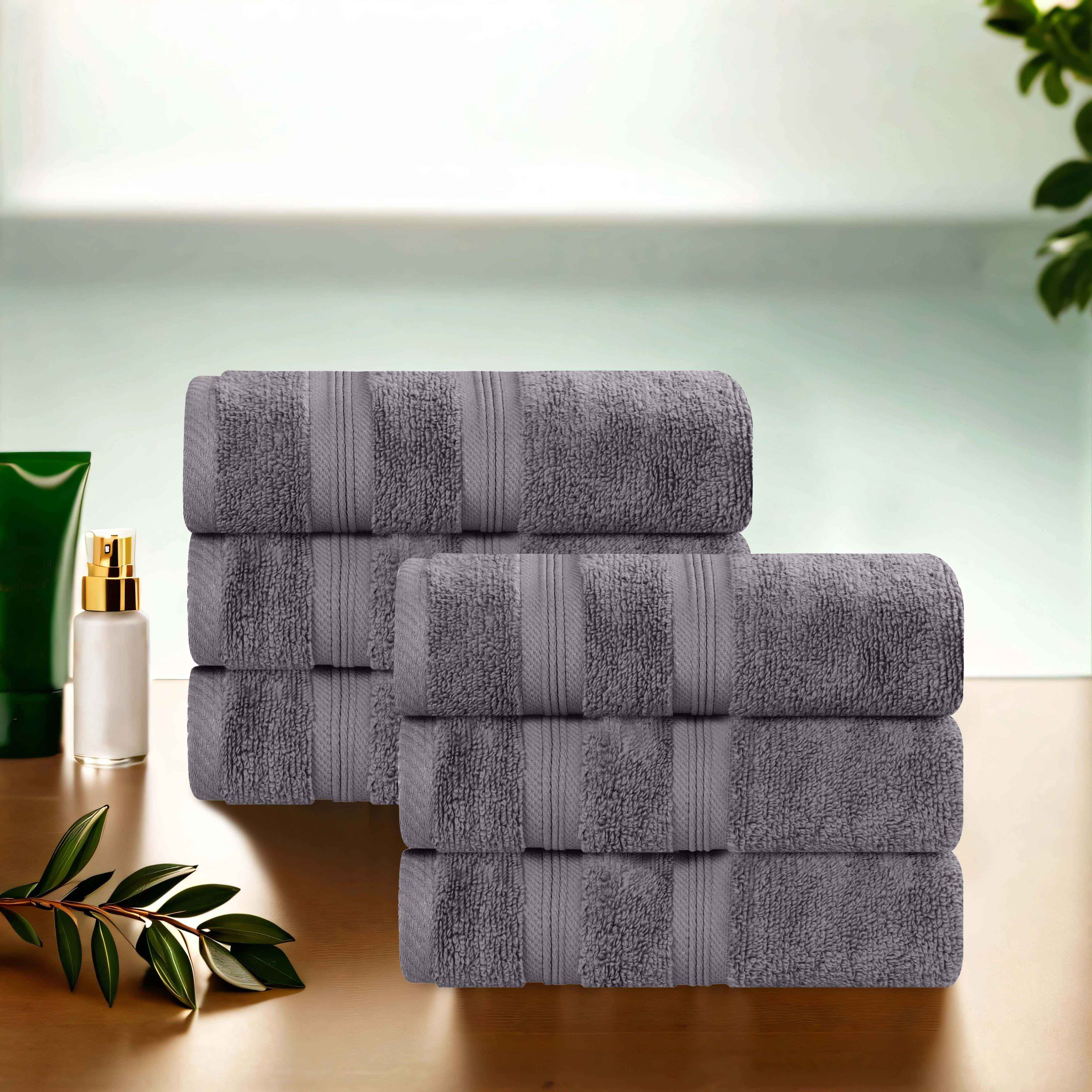 Premium 6-Pack Medium Weight Cotton Hand Towels - Soft, Absorbent & Zero Twist for Bathroom, Kitchen & Gym - Smart Dry Technology for Quick Drying