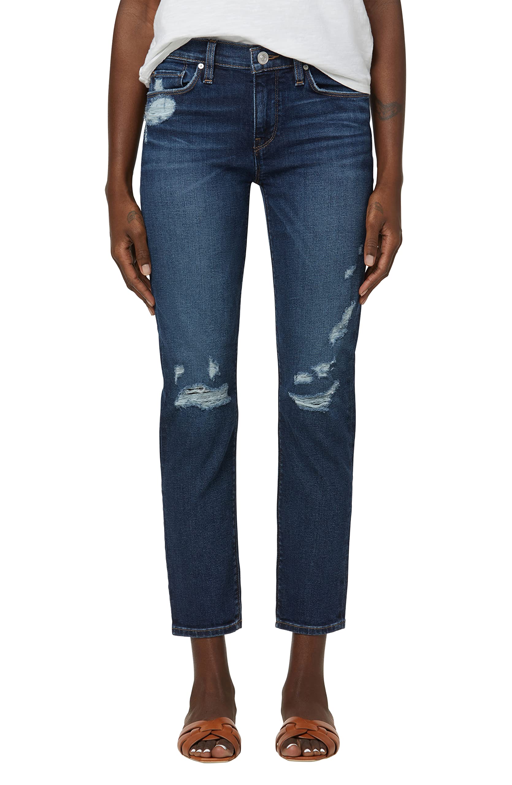 HUDSON Women's Nico Mid-Rise Straight Leg Crop Jean - Comfortable Stretch Denim Pants for Casual Wear, Work & Weekend Outfits