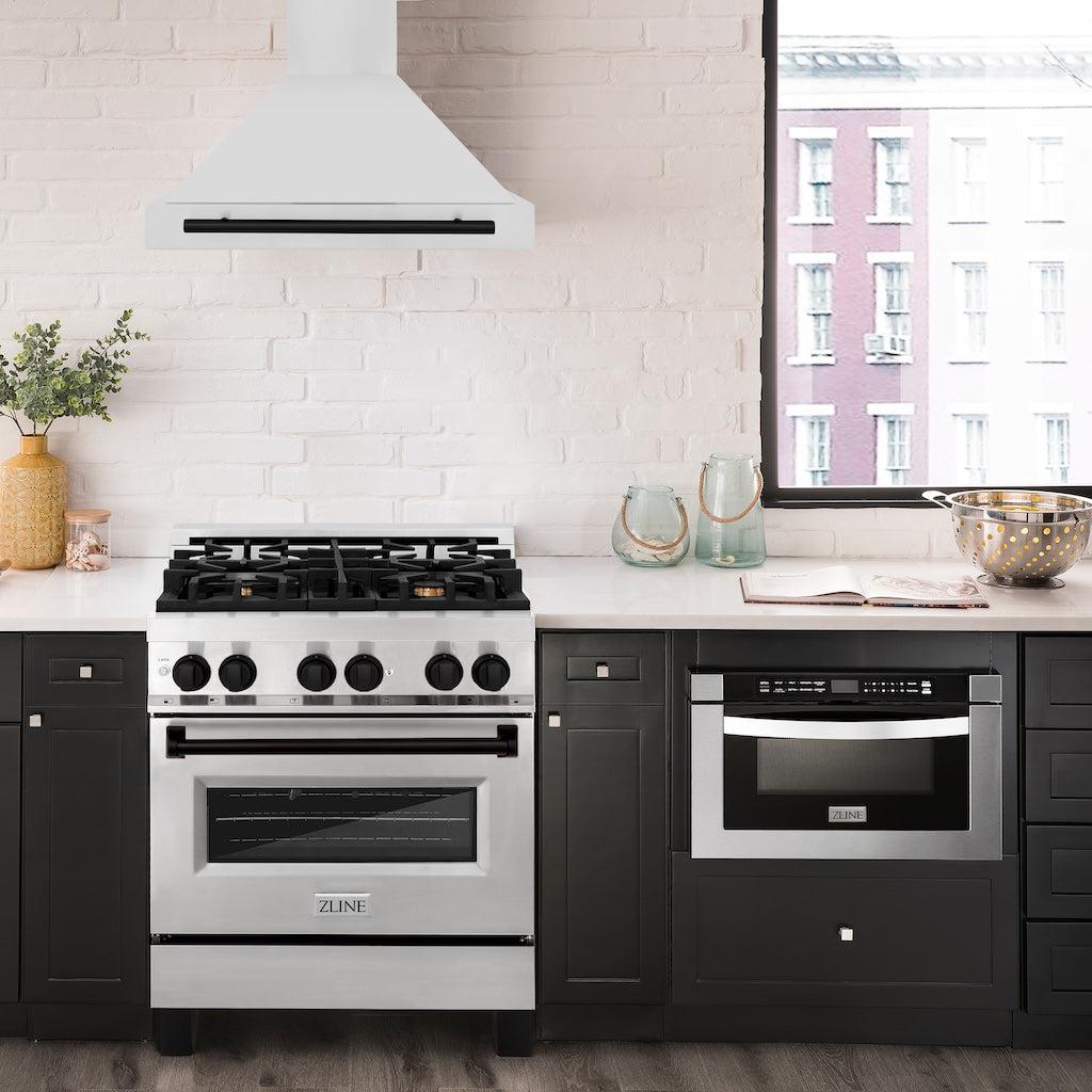 ZLINE KB4STZ MB Autograph Edition Convertible Range Hood - Stainless Steel with Matte Black Accents | Professional Kitchen Ventilation for Modern Homes | Perfect for Gas Stoves, Cooking Areas & Open Concept Kitchens