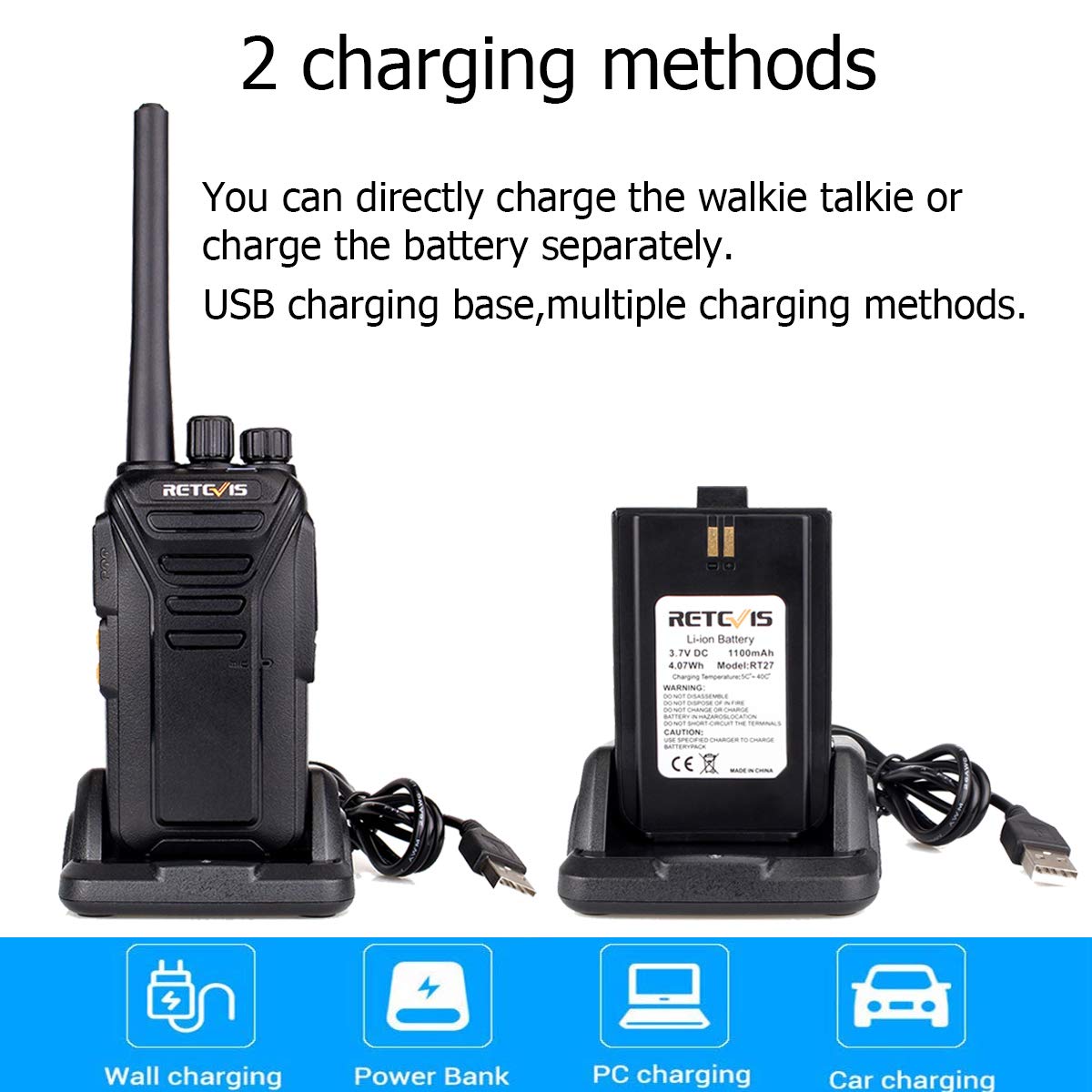 Retevis RT27 Professional PMR446 16-Channel Walkie Talkies - Rechargeable Long Range Two Way Radios with Earpiece (10 Pack, Black) - Ideal for School Communication, Retail Staff, Security Teams & Outdoor Activities