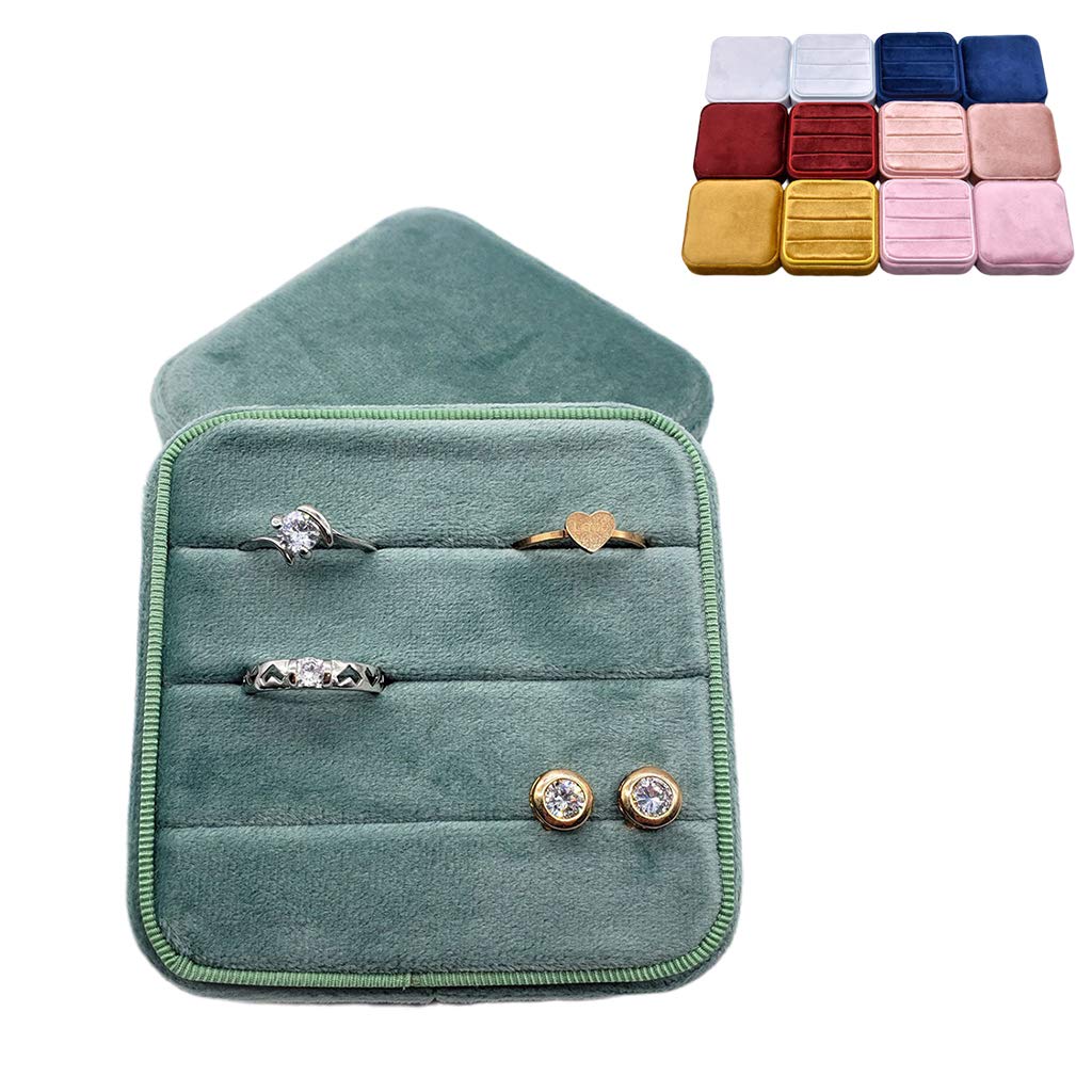 Velvet Ring Box - Square Jewelry Gift Box with Detachable Lid for Engagement Rings, Wedding Bands & Valentines Day - Velvet Ring Storage Case for Proposals, Anniversaries & Special Occasions