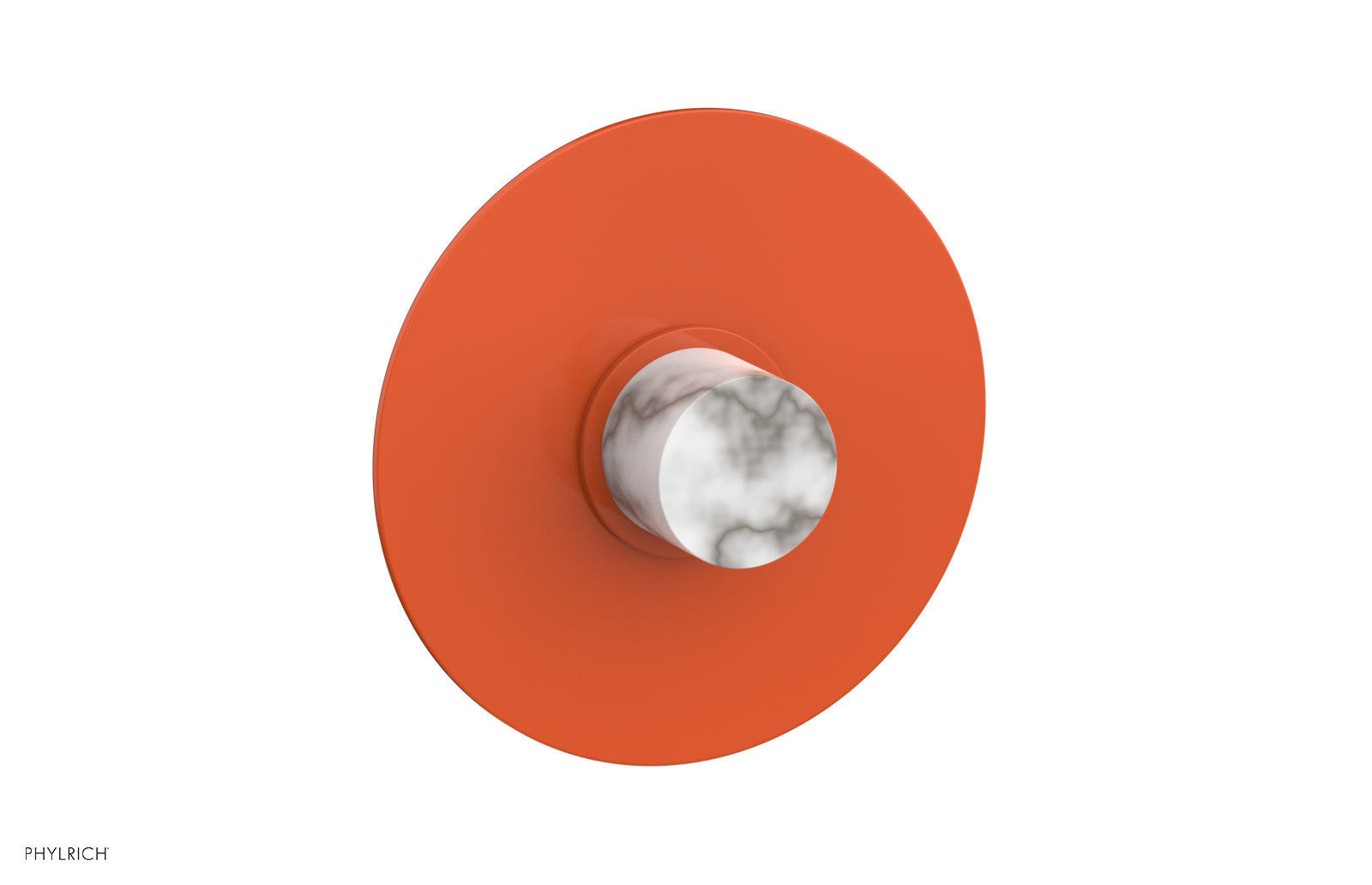BASIC II Pressure Balance Round Shower Plate & Handle Trim - White Marble Handle 4 182 - Perfect for Modern Bathroom Renovations and Spa-Like Shower Experiences