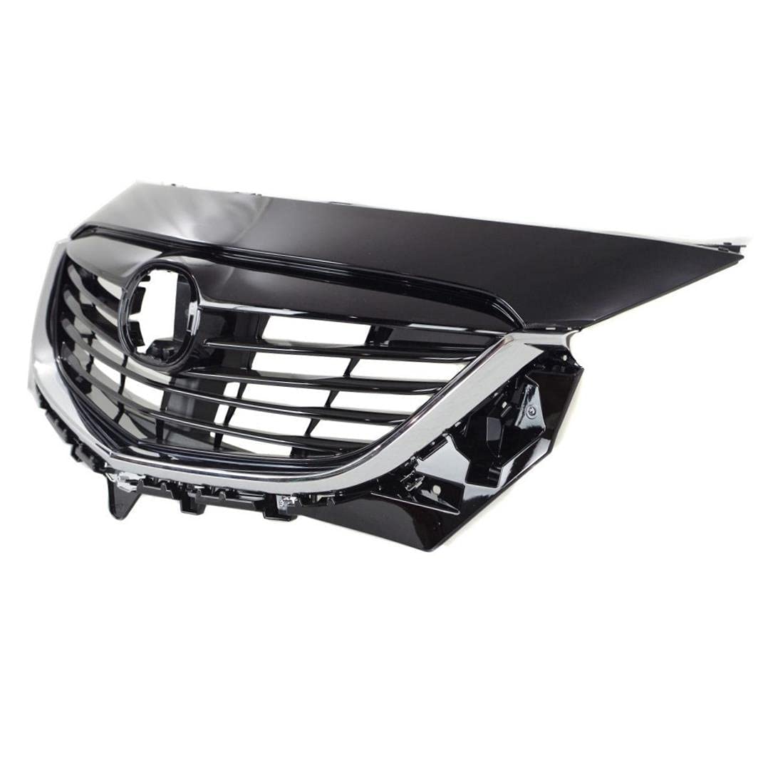 Replacement Front Grille Grill Assembly with Black Shell & Chrome Trim for 2013 Mazda CX-9 | Durable Auto Body Part for Off-Road & City Driving