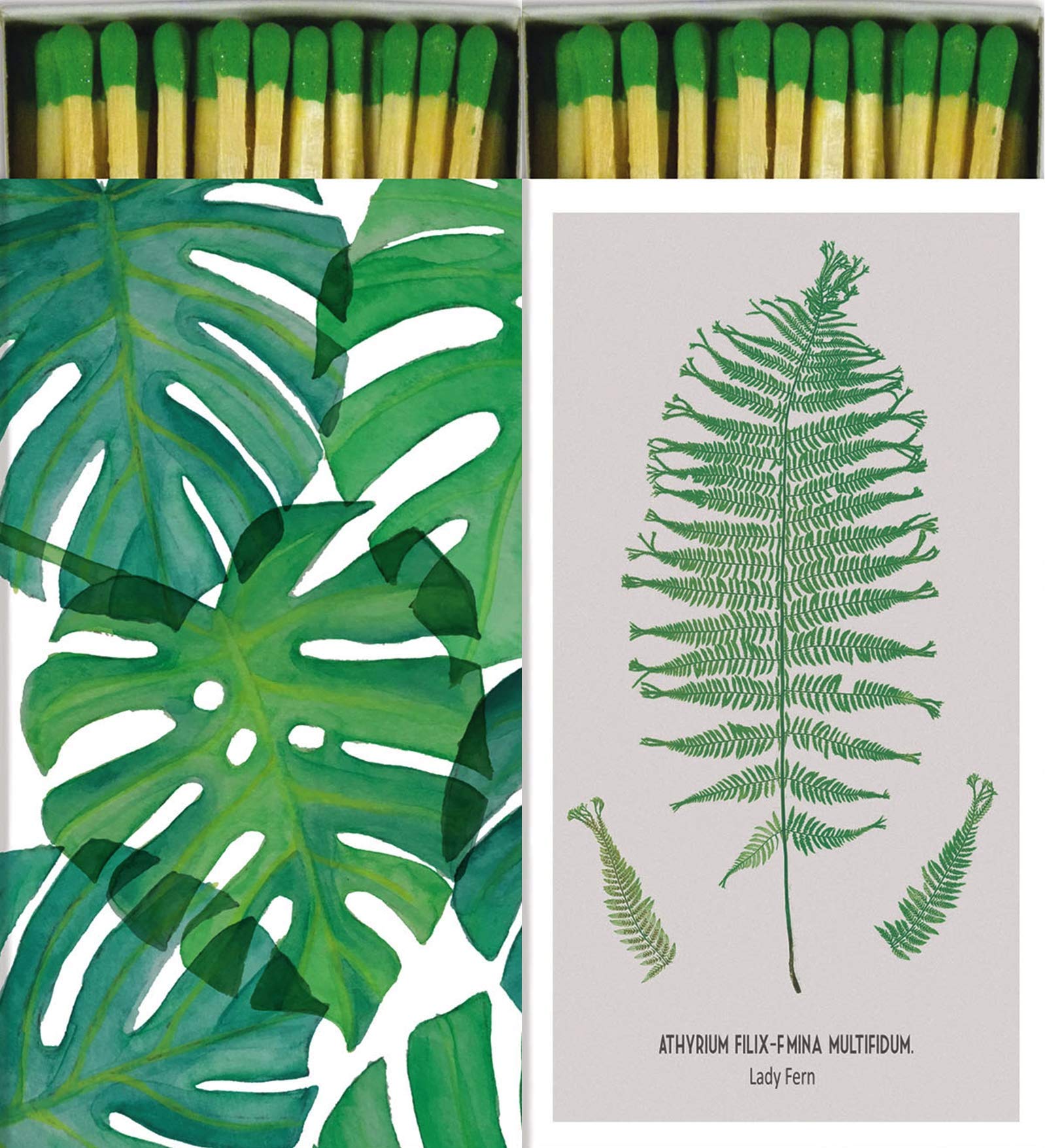 Monstera Leaf Match Box Set - 2 Decorative Long Matches for Candles & Fireplaces