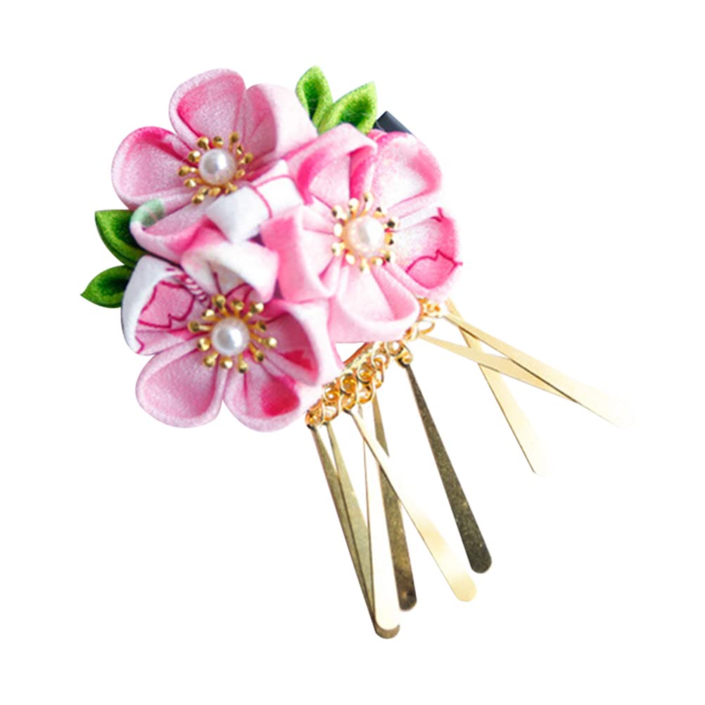 LUOZZY Japanese Hair Clips - Elegant Kimono Flower Hair Pins with Metal Tassel, Traditional Kanzashi Hair Ornaments for Women | Perfect for Weddings, Tea Ceremonies & Cosplay
