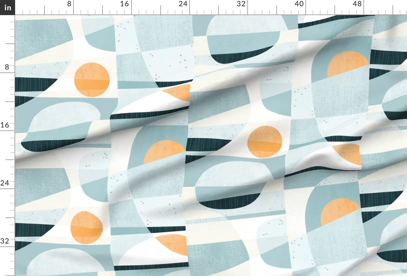 Sunset Retro Modern Geometric Aqua Beach Printed Minky Fabric by The Yard - Soft Plush Material for Sewing Baby Blankets, Quilt Backing & DIY Plush Toys - Perfect for Nursery Decor, Home Crafts & Gift Making
