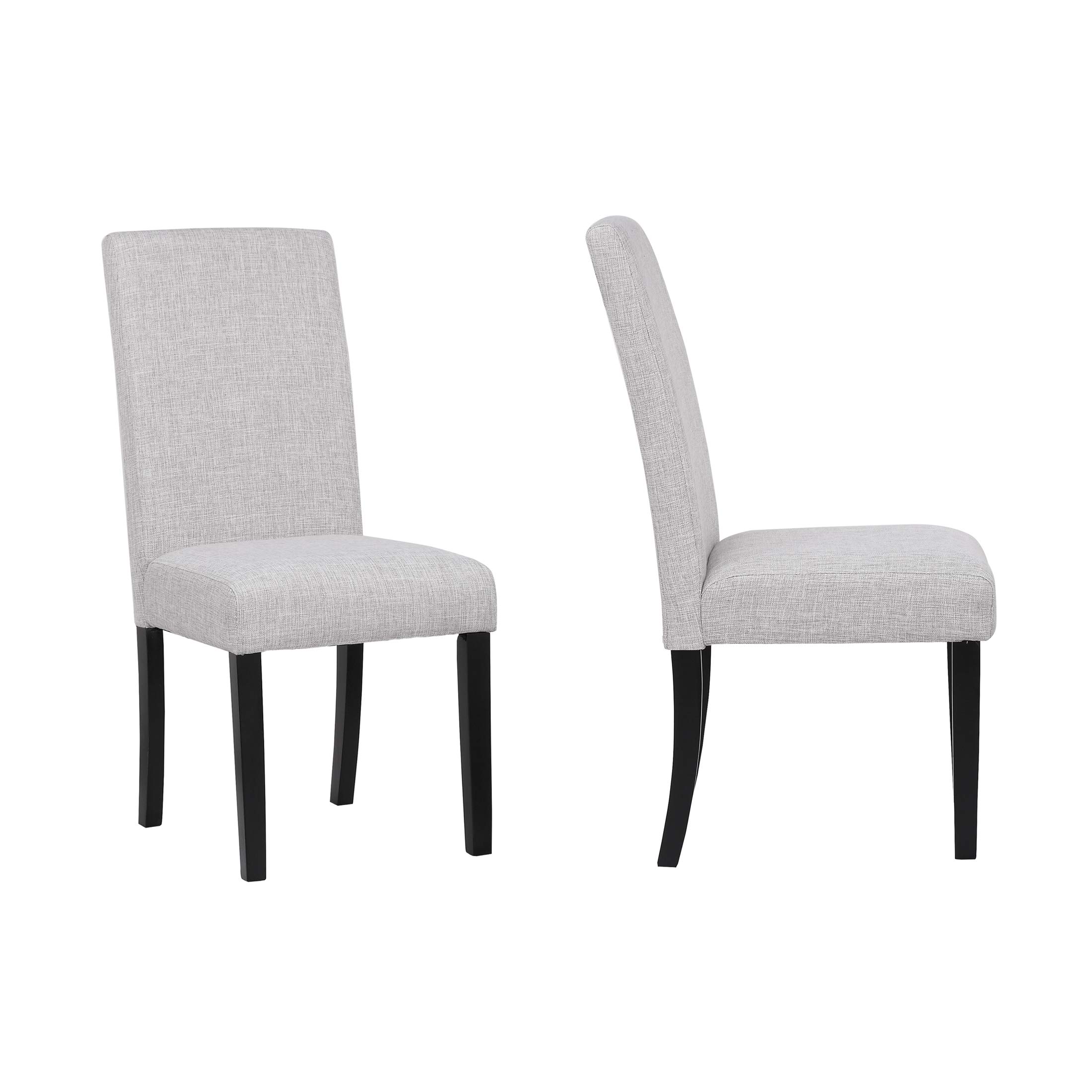 WestinTrends Linox Upholstered Dining Chairs Set of 2 - Modern Parsons Kitchen Chairs with Linen Fabric & Solid Wood Legs in Light Gray - Perfect for Dining Room, Kitchen, Breakfast Nook & Small Spaces