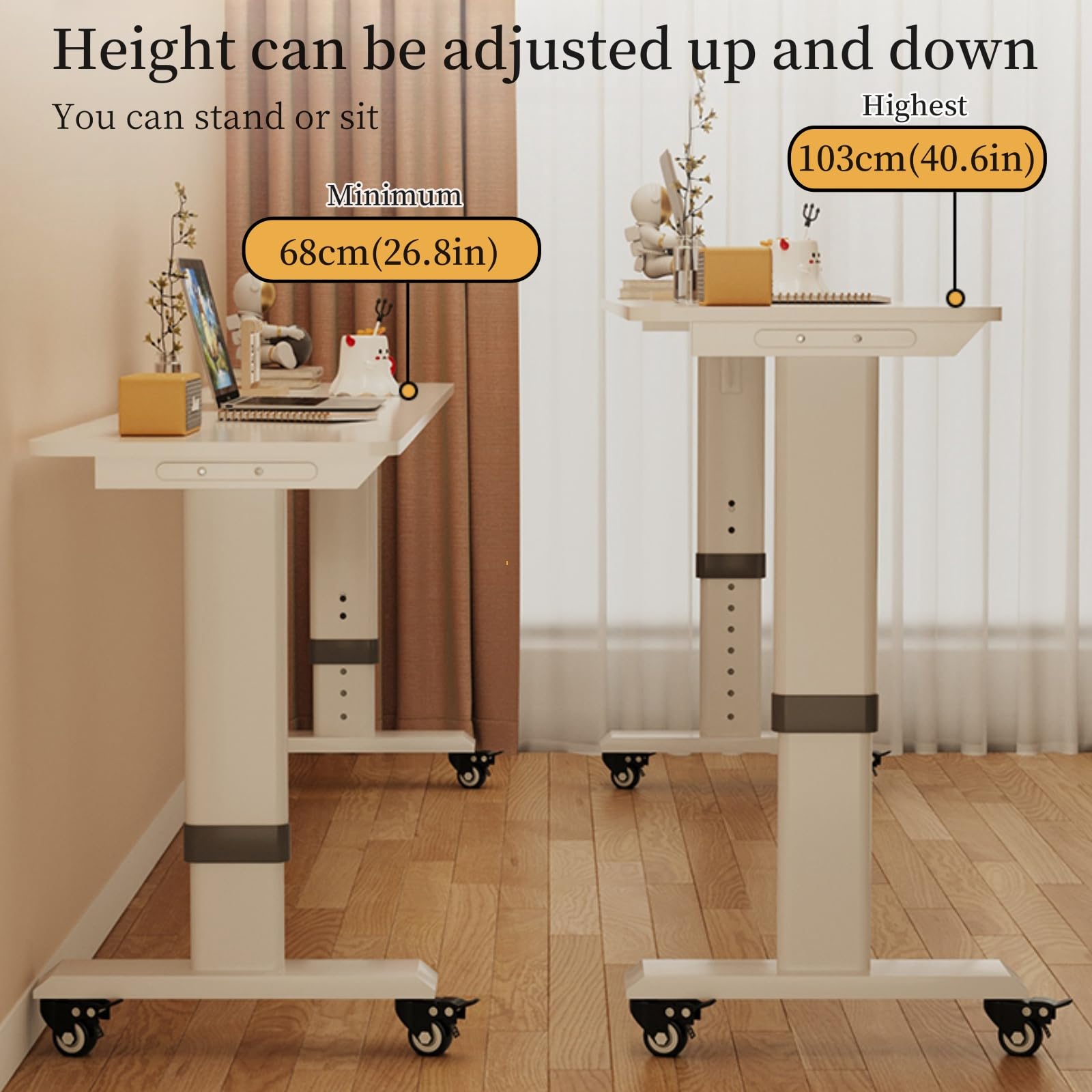 Adjustable Overbed Table with Wheels - Mobile Desk for Laptop & Reading in Bed