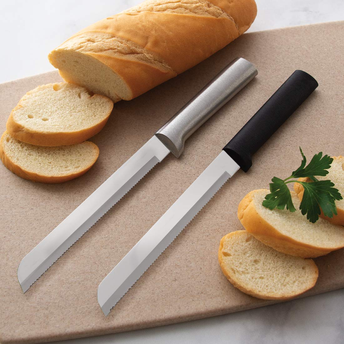 Rada Cutlery 6 Inch Bread Knife with Silver Handle - 2 Pack Set for Slicing Bread, Cakes & Pastries - Perfect for Bakeries, Kitchens & Home Use