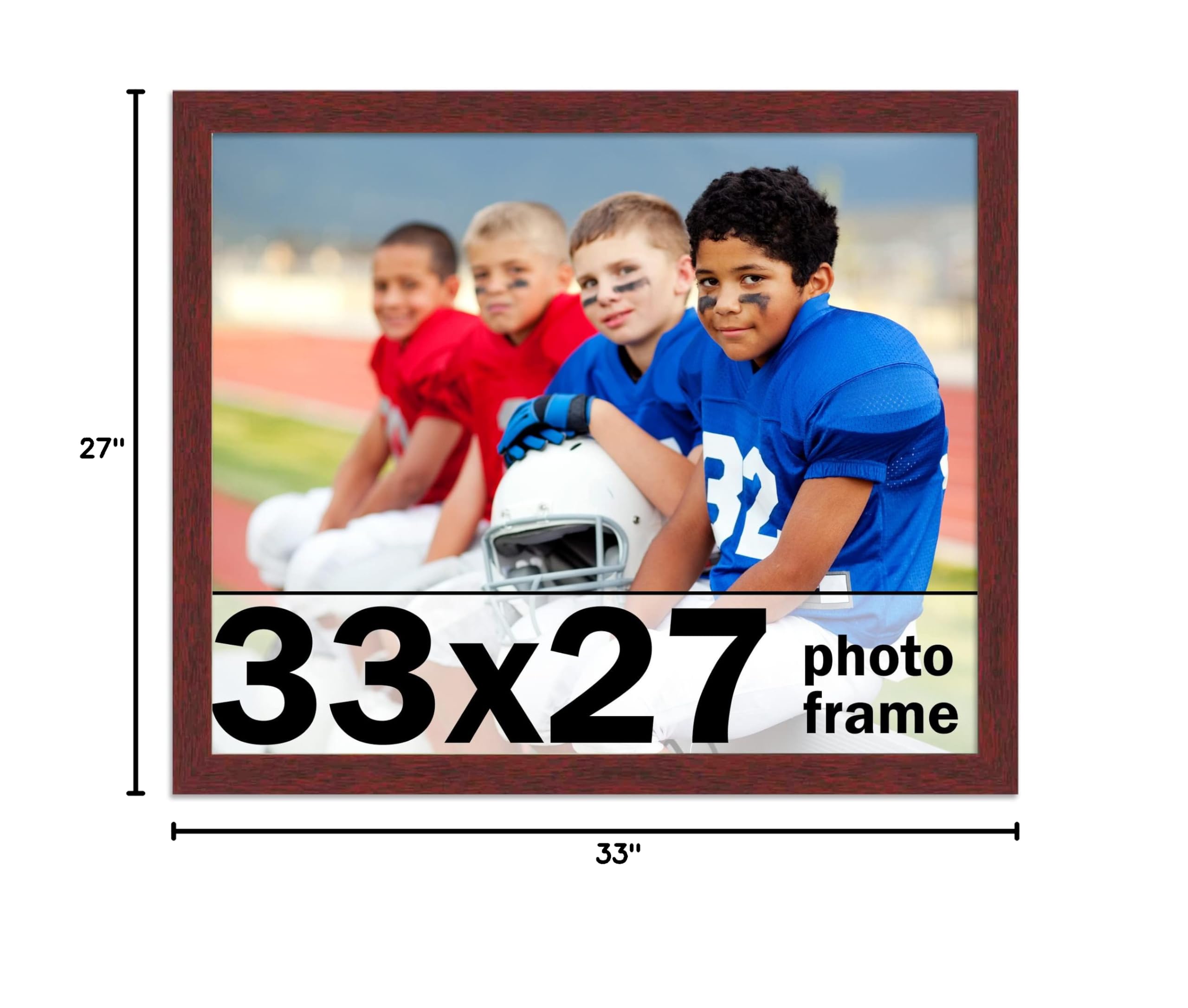 CountryArtHouse 33x27 Inch Solid Mahogany Wood Picture Frame - Premium Brown Wooden Photo Frame with UV Acrylic, Acid-Free Backing & Hanging Kit - Perfect for Wall Art, Family Photos, and Home Decor