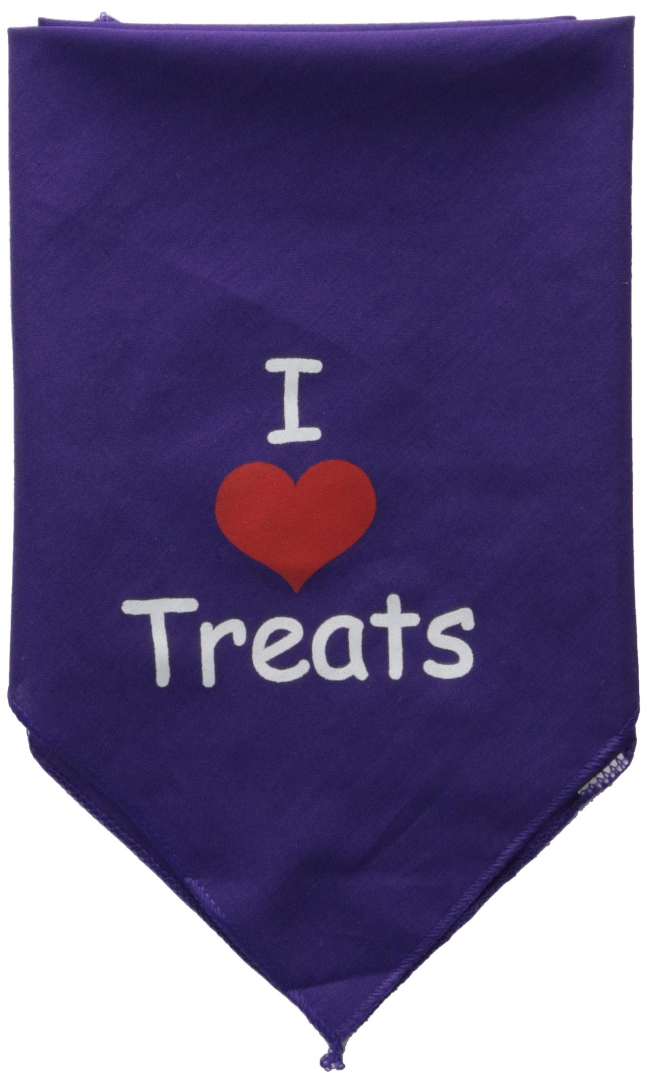 Purple Small Pet Bandana for Dogs - 'I Love Treats' Screen Printed Design - Perfect for Walks, Grooming & Photo Shoots
