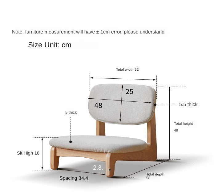 Japanese Style Oak Solid Wood Tea Chair - Handcrafted Traditional Tea Ceremony Chair for Zen Garden, Meditation & Home Decor